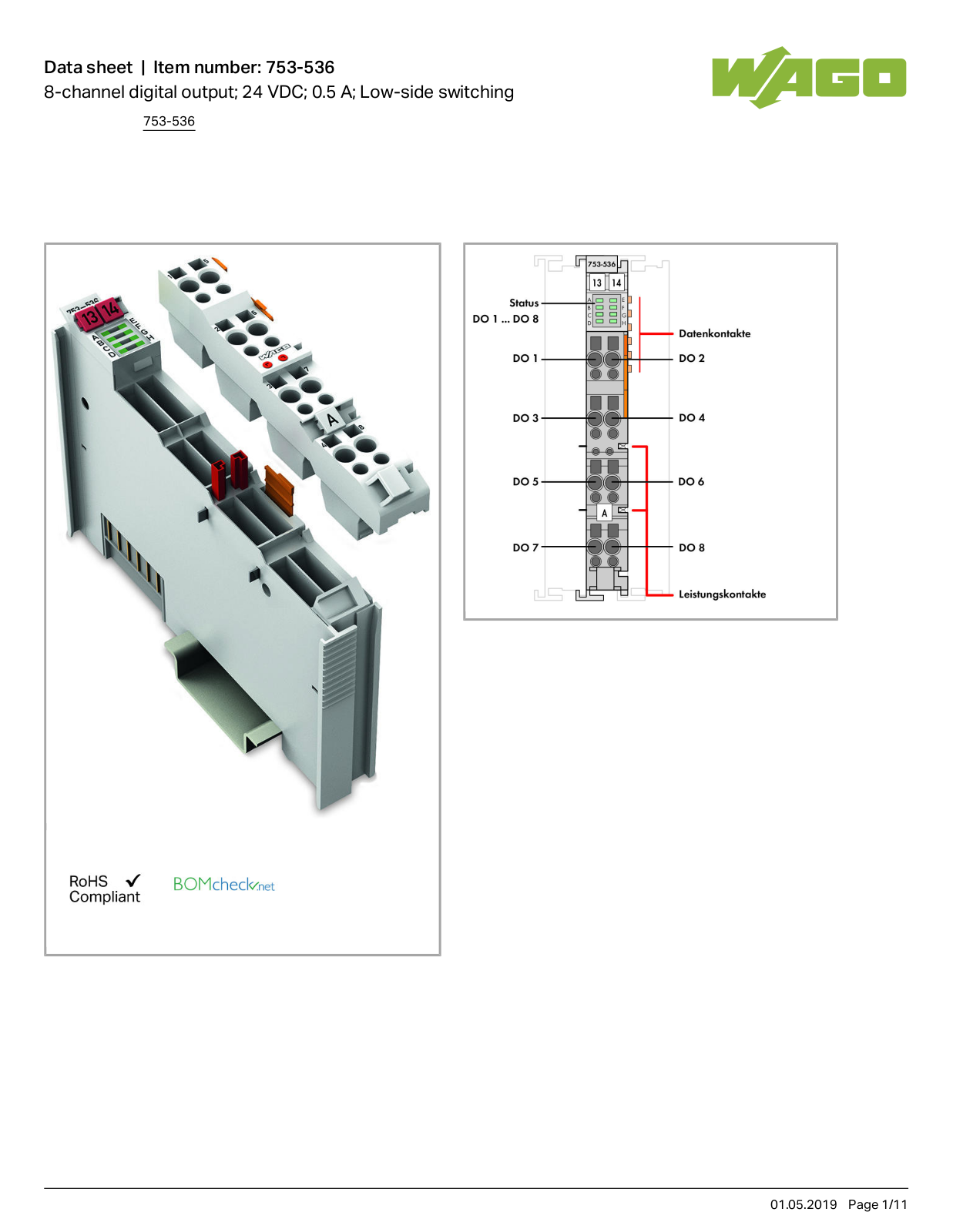 Wago 753-536 Data Sheet