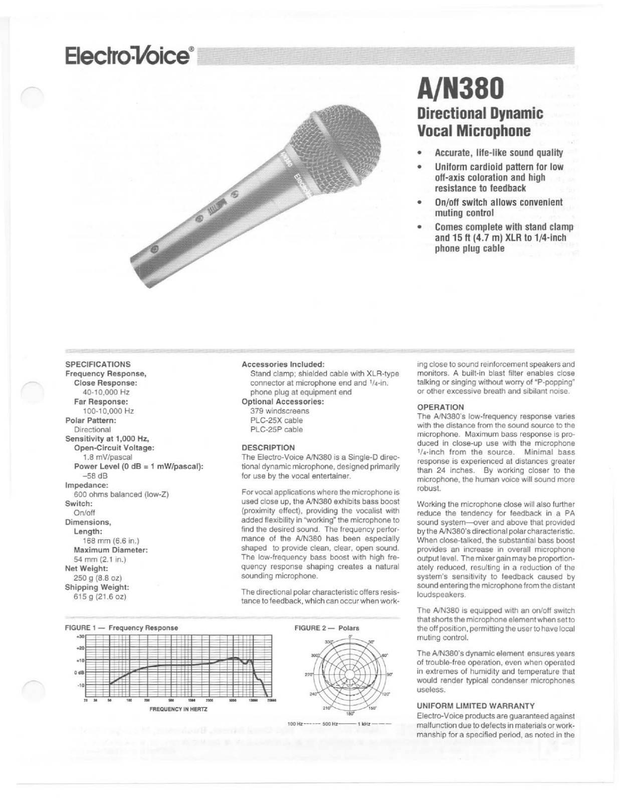 Electro-Voice A-N380 User Manual