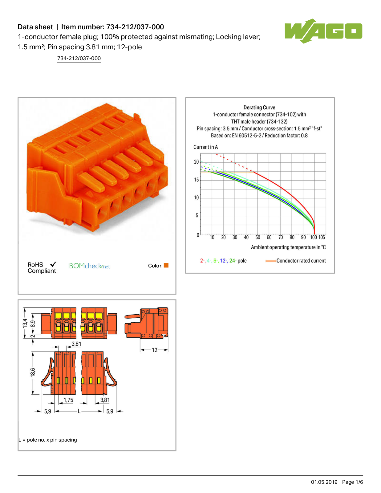 Wago 734-212/037-000 Data Sheet