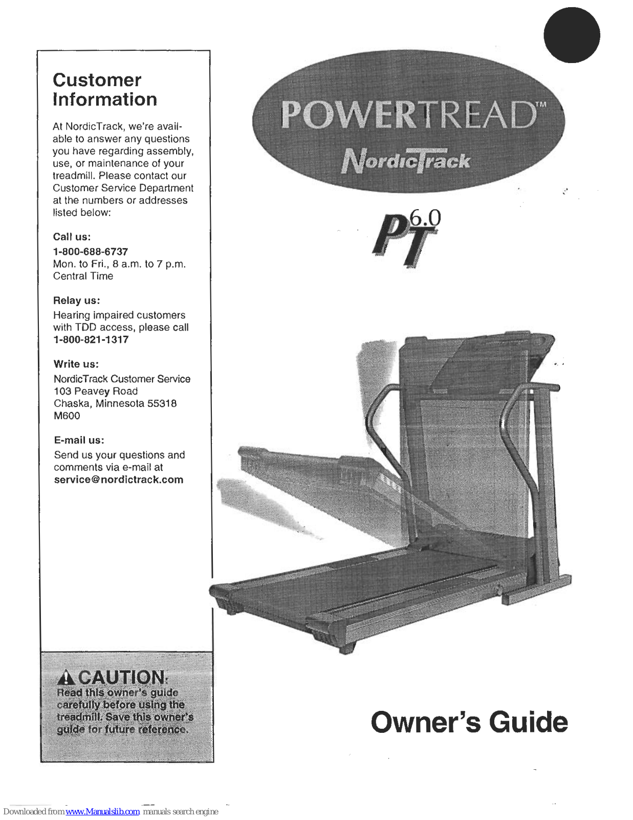 NordicTrack Powertread 6.0 User Manual