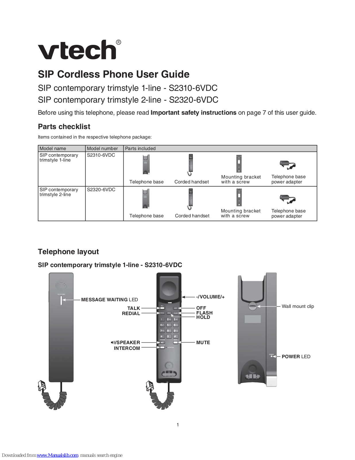 VTech S2310-6VDC, S2320-6VDC User Manual