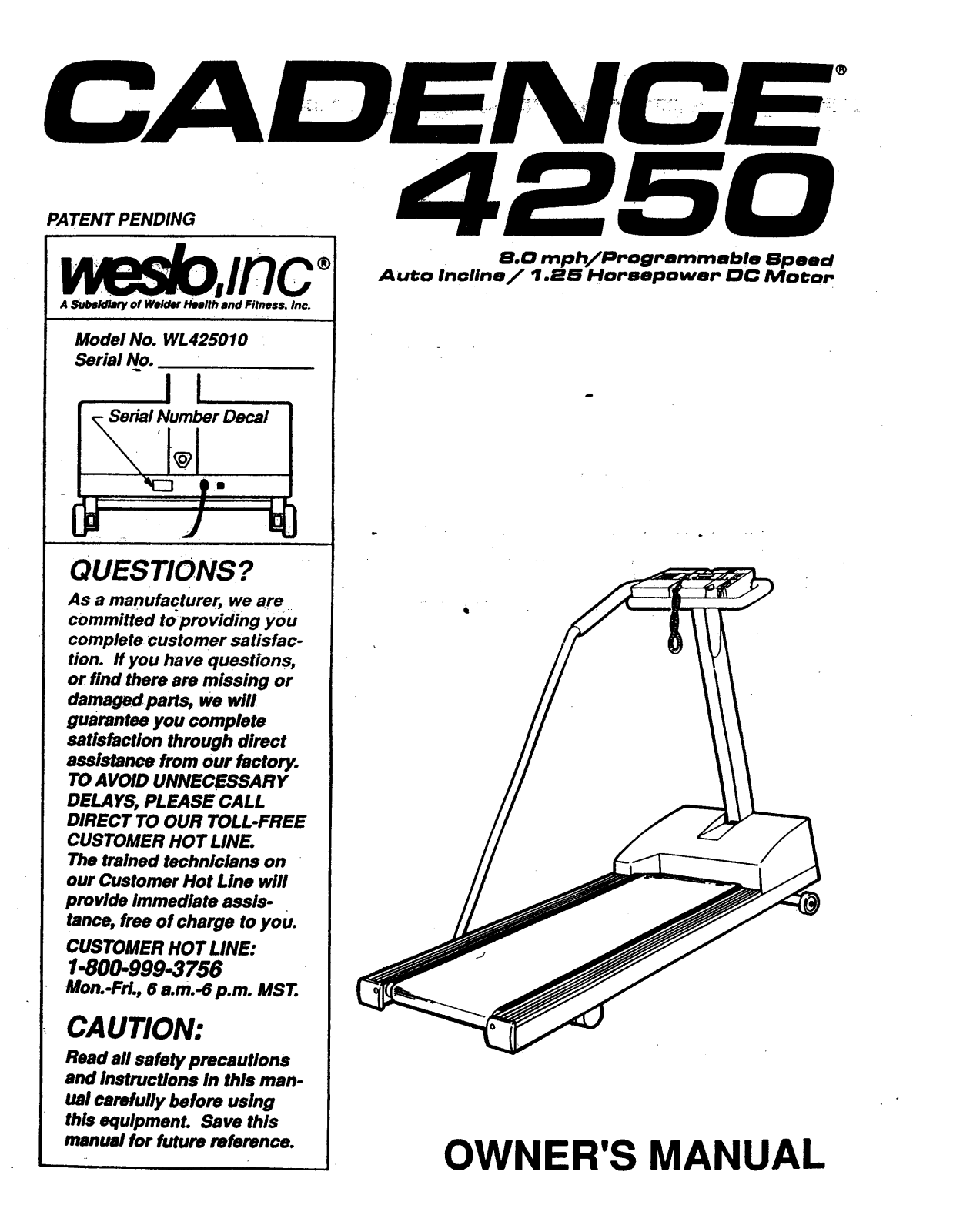 Weslo WL425010 Owner's Manual