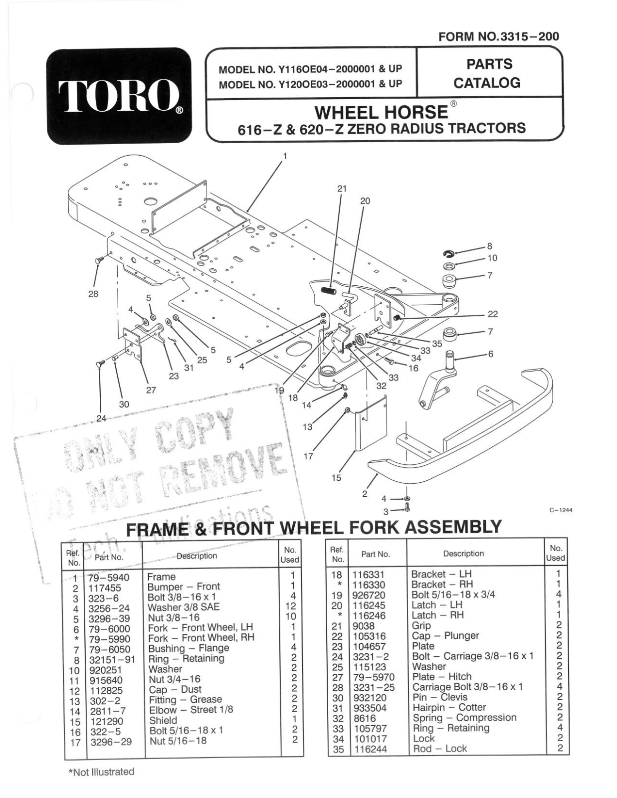 Toro Y1-16OE04, Y1-20OE03 Parts Catalogue