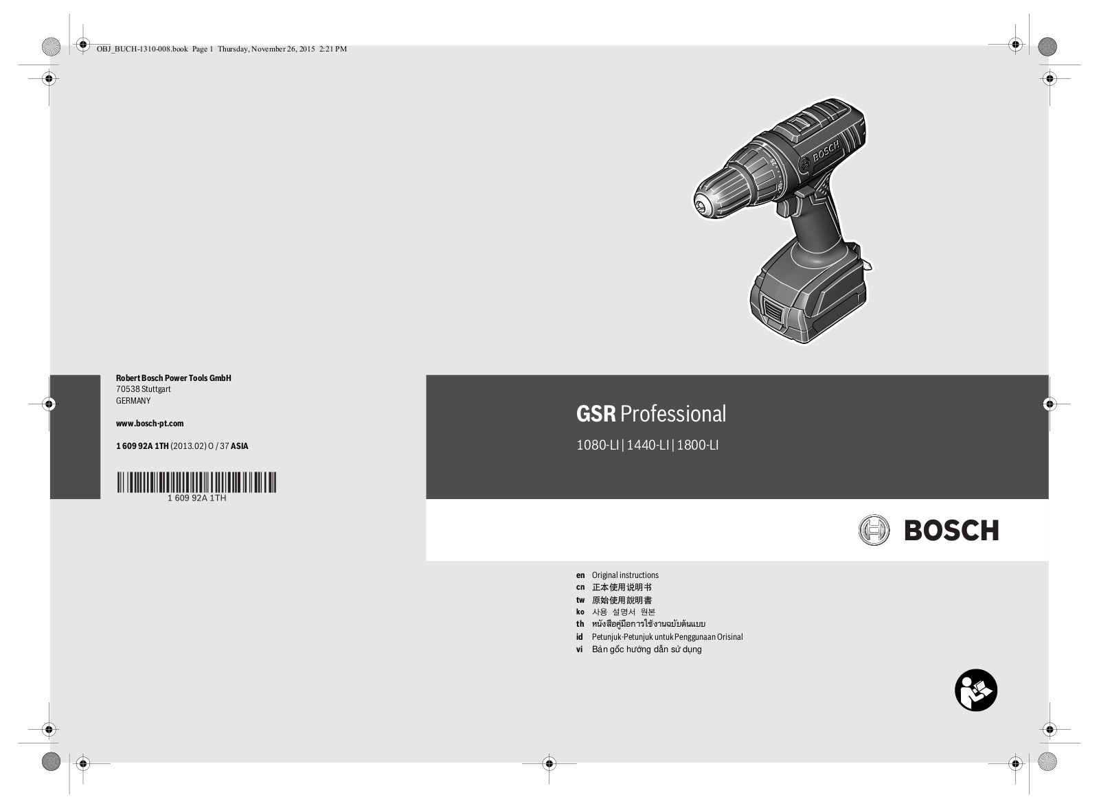 Bosch GSR 1080-LI, GSR 1440-LI, GSR 1800-LI User Manual