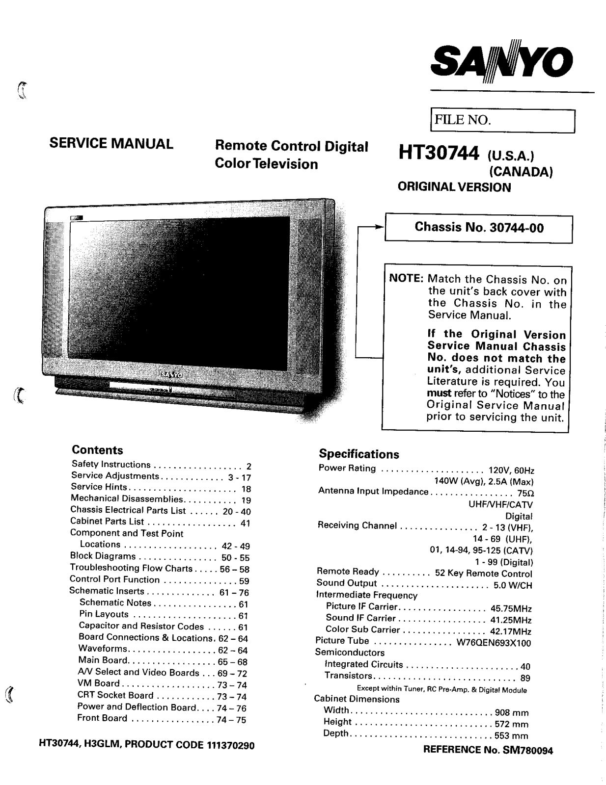 Sanyo HT30744 User Manual 2