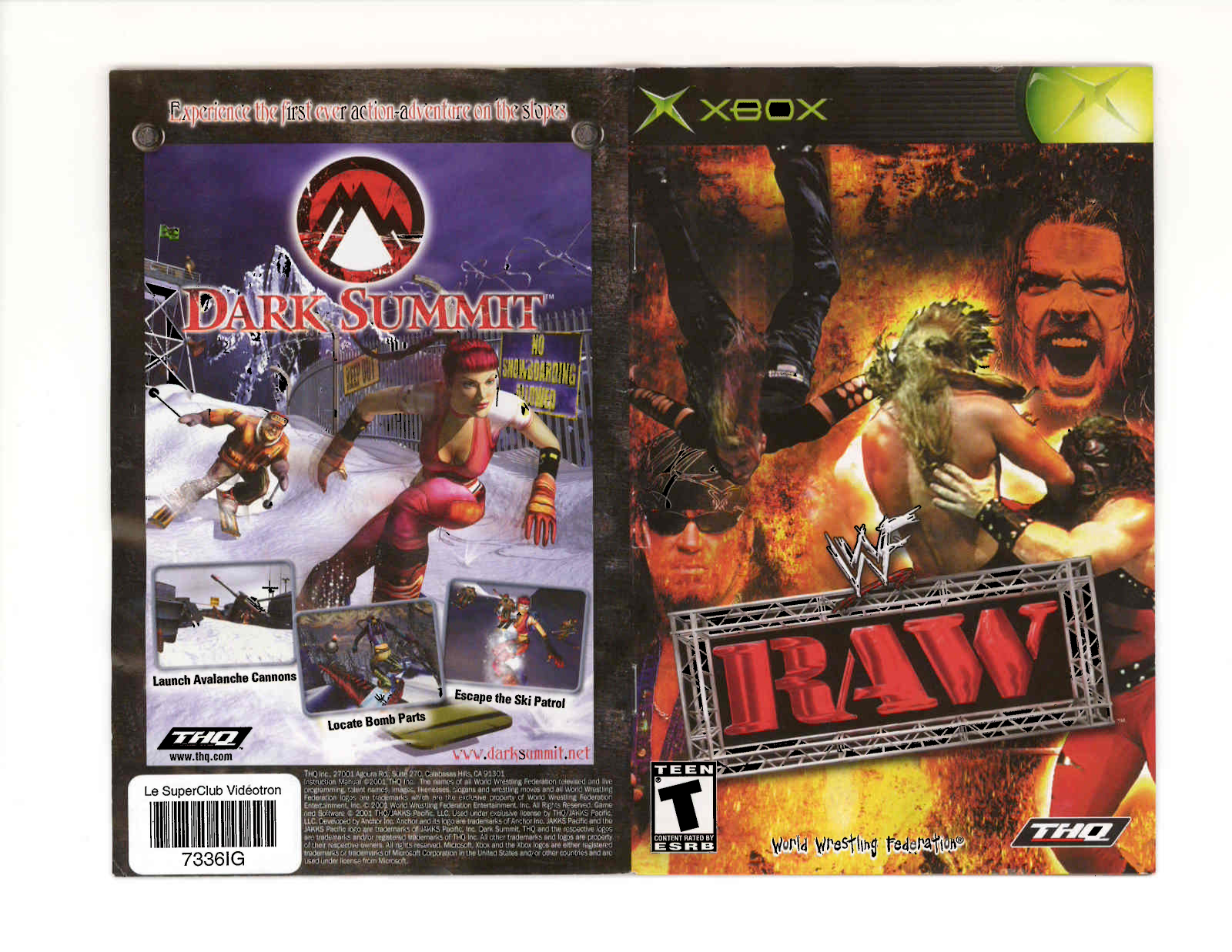 Games Microsoft XBOX WWF RAW User Manual