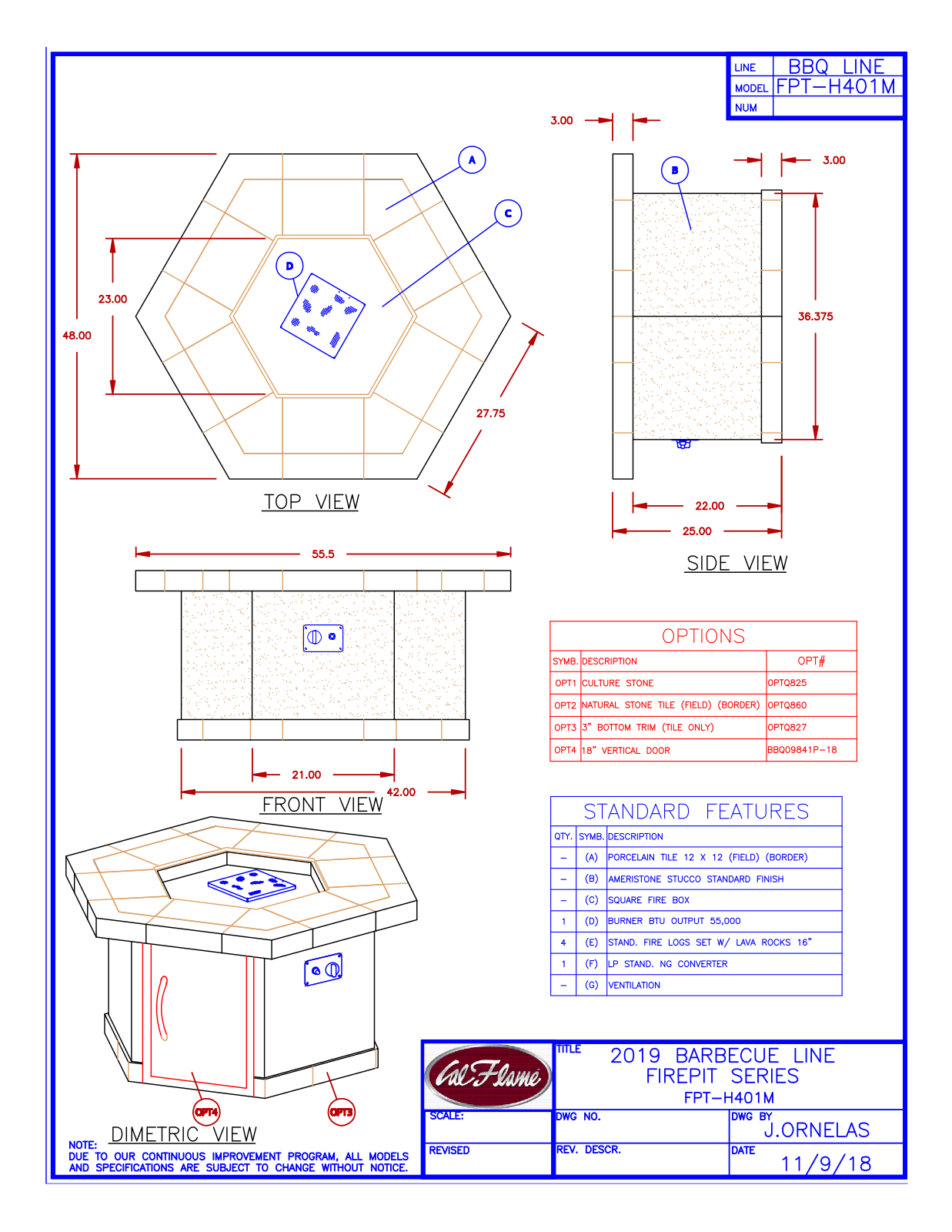 Cal Flame FPTH401M User Manual