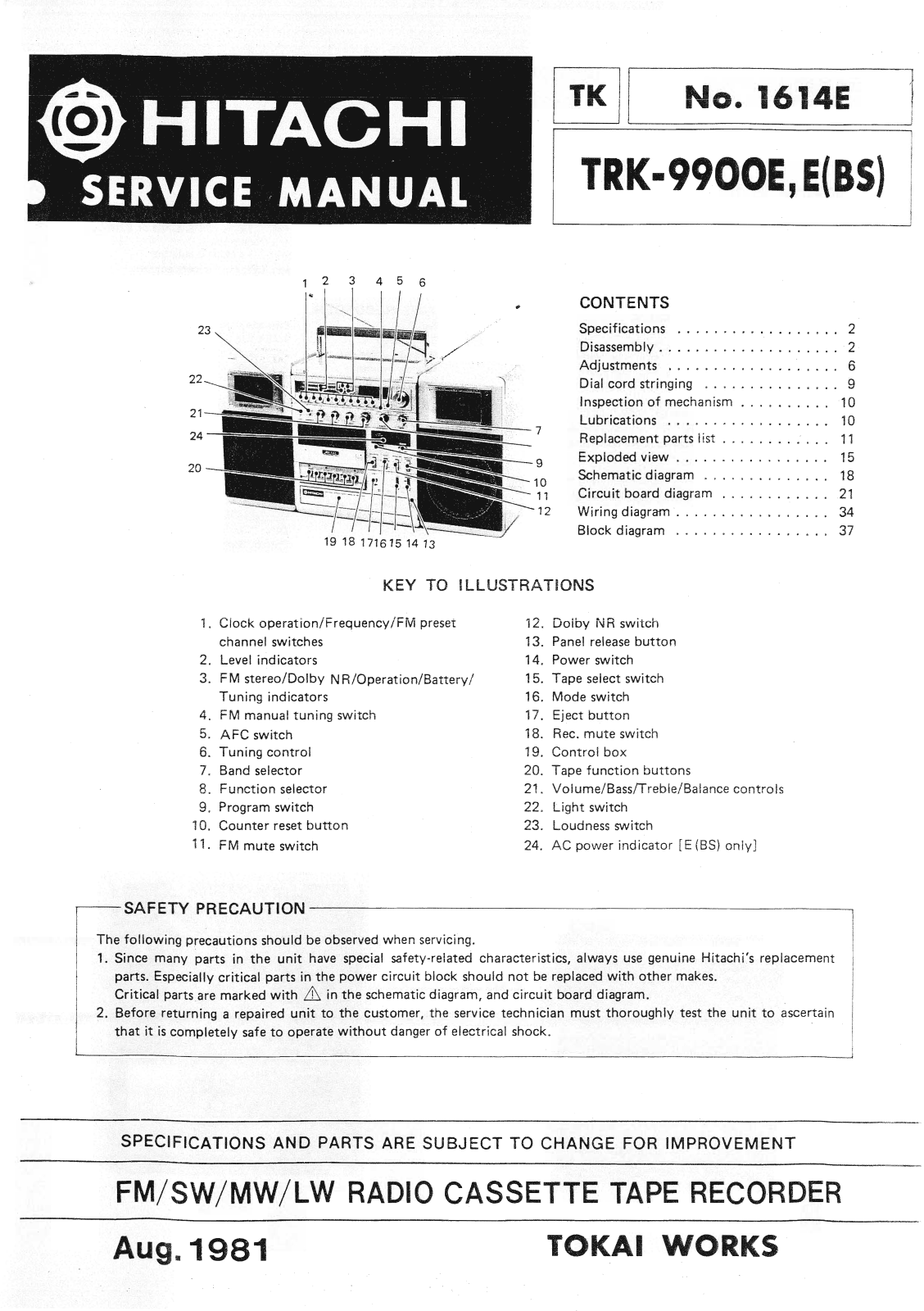 Hitachi TRK-9900-E Service Manual