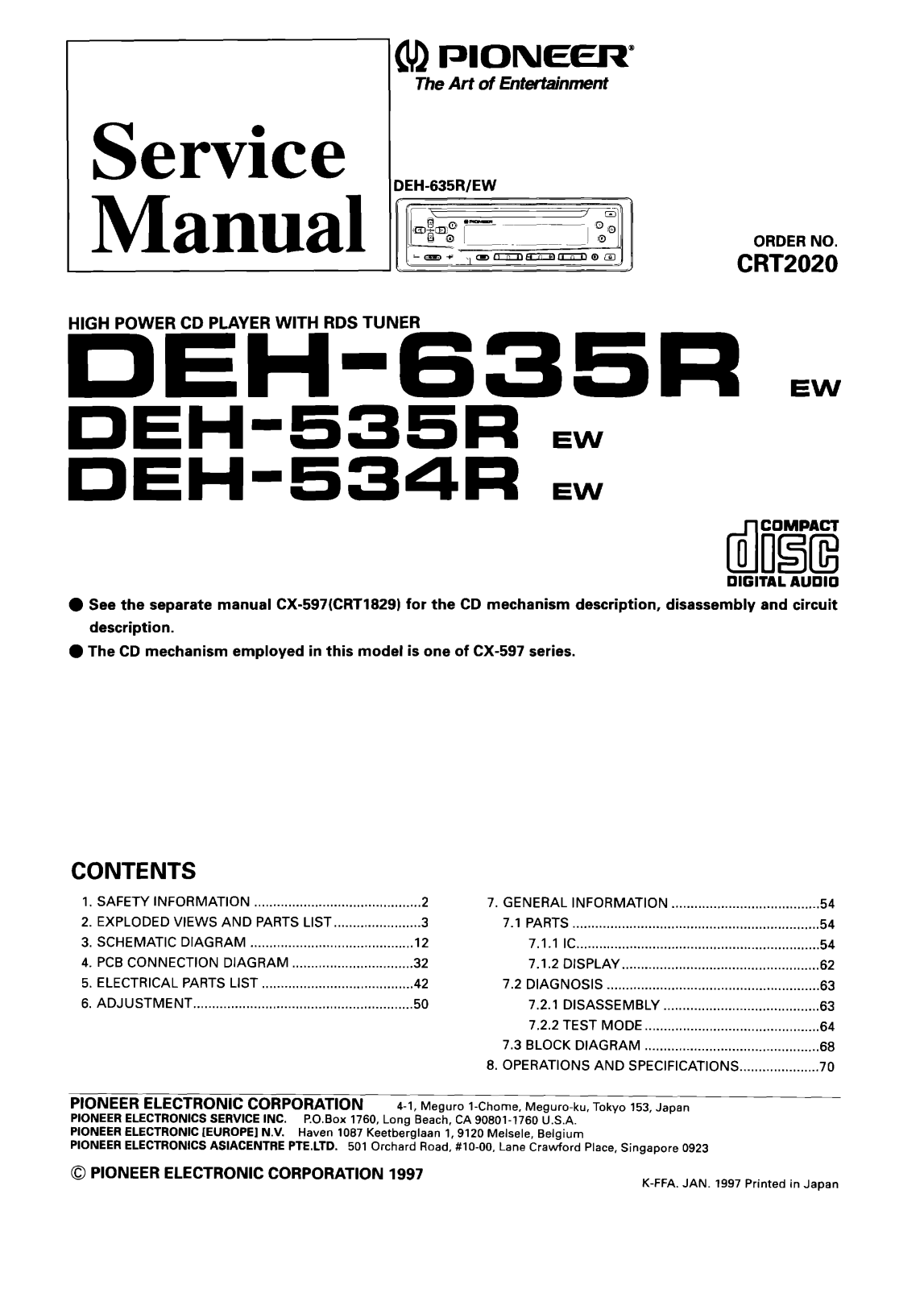 Pioneer DEH-534-R, DEH-535-R, DEH-635-R Service manual
