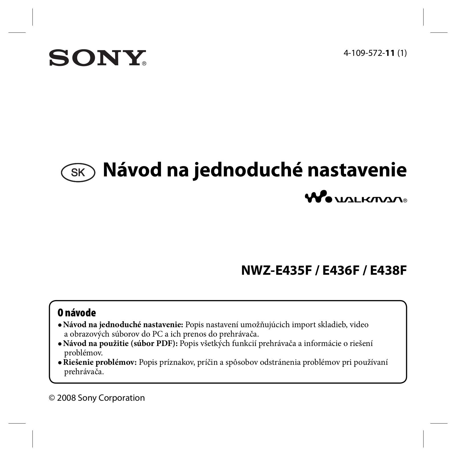 Sony NWZ-E435F, NWZ-E436F, NWZ-E438F User Manual