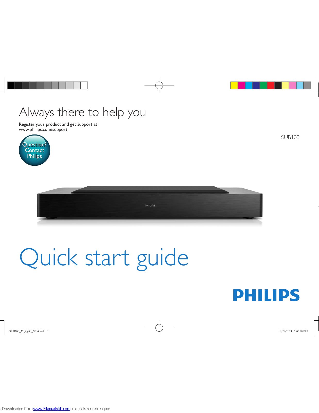 Philips SUB100 Quick Start Manual - ManualMachine.com