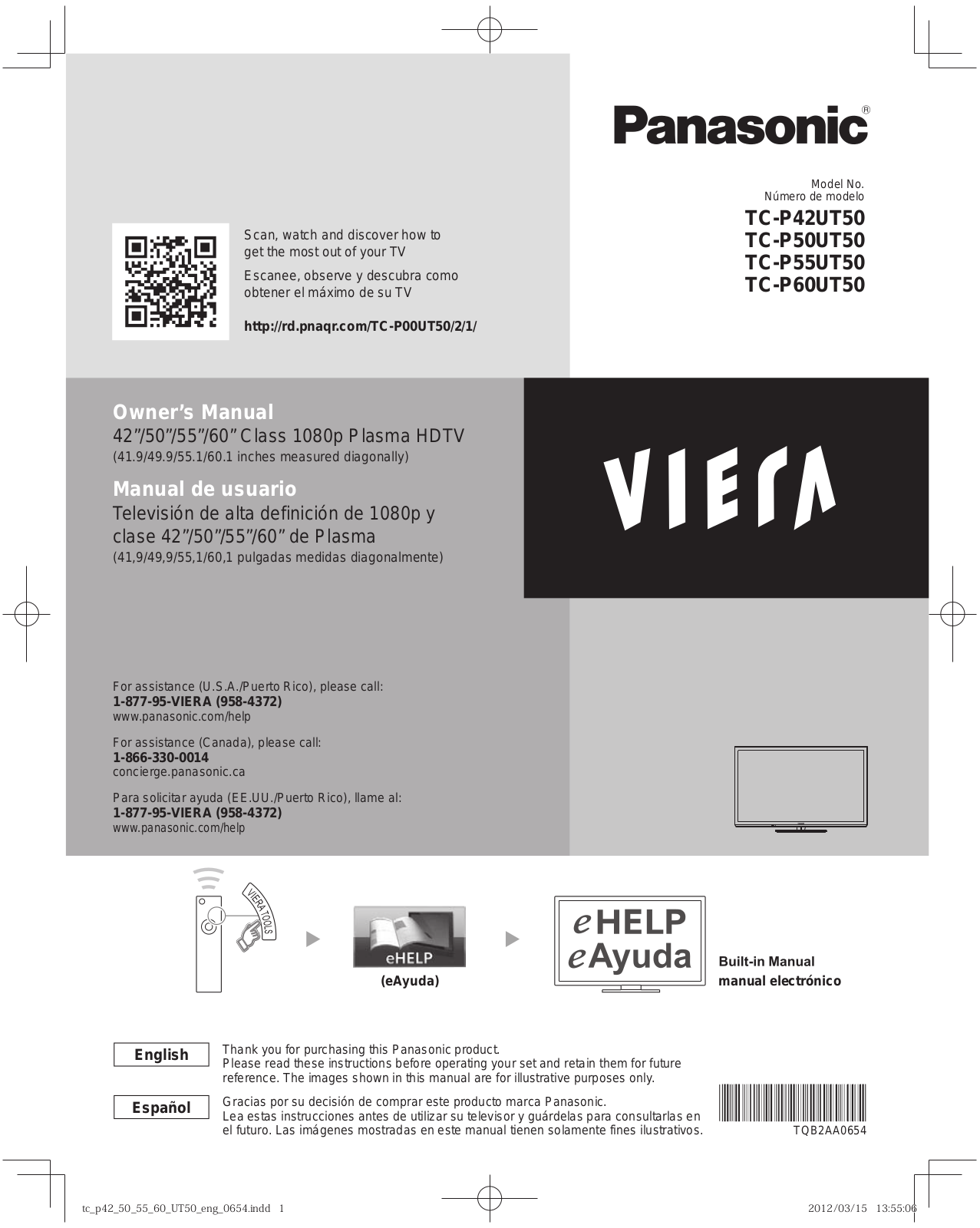 Panasonic TC-P42UT50, TC-P50UT50, TC-P55UT50, TC-P60UT50 Operating Instruction