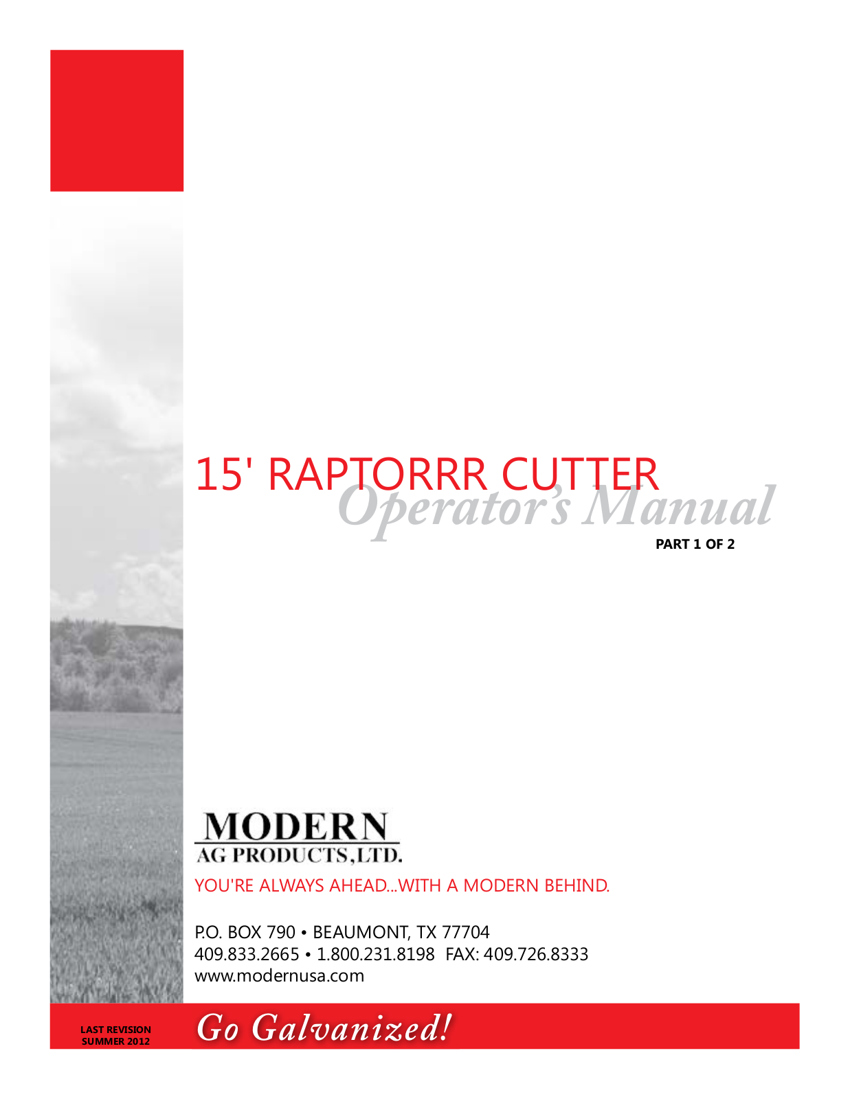 Modern AG 15 Raptor User Manual