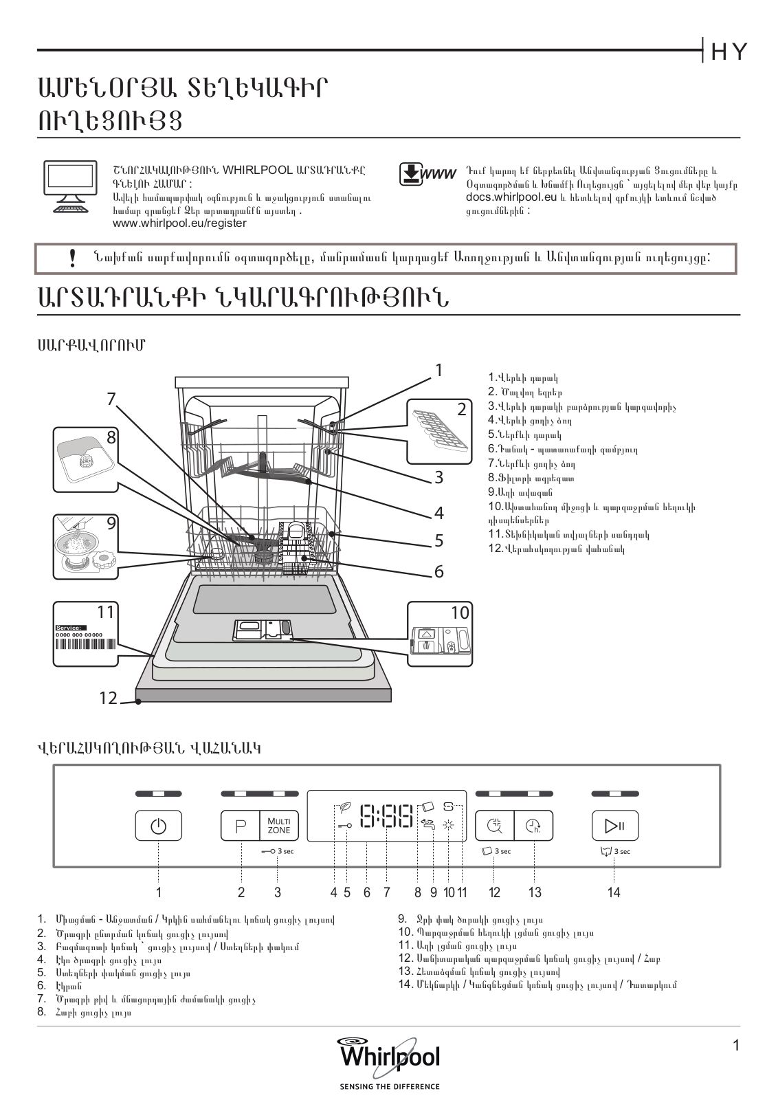 WHIRLPOOL WFC 3C26 Daily Reference Guide