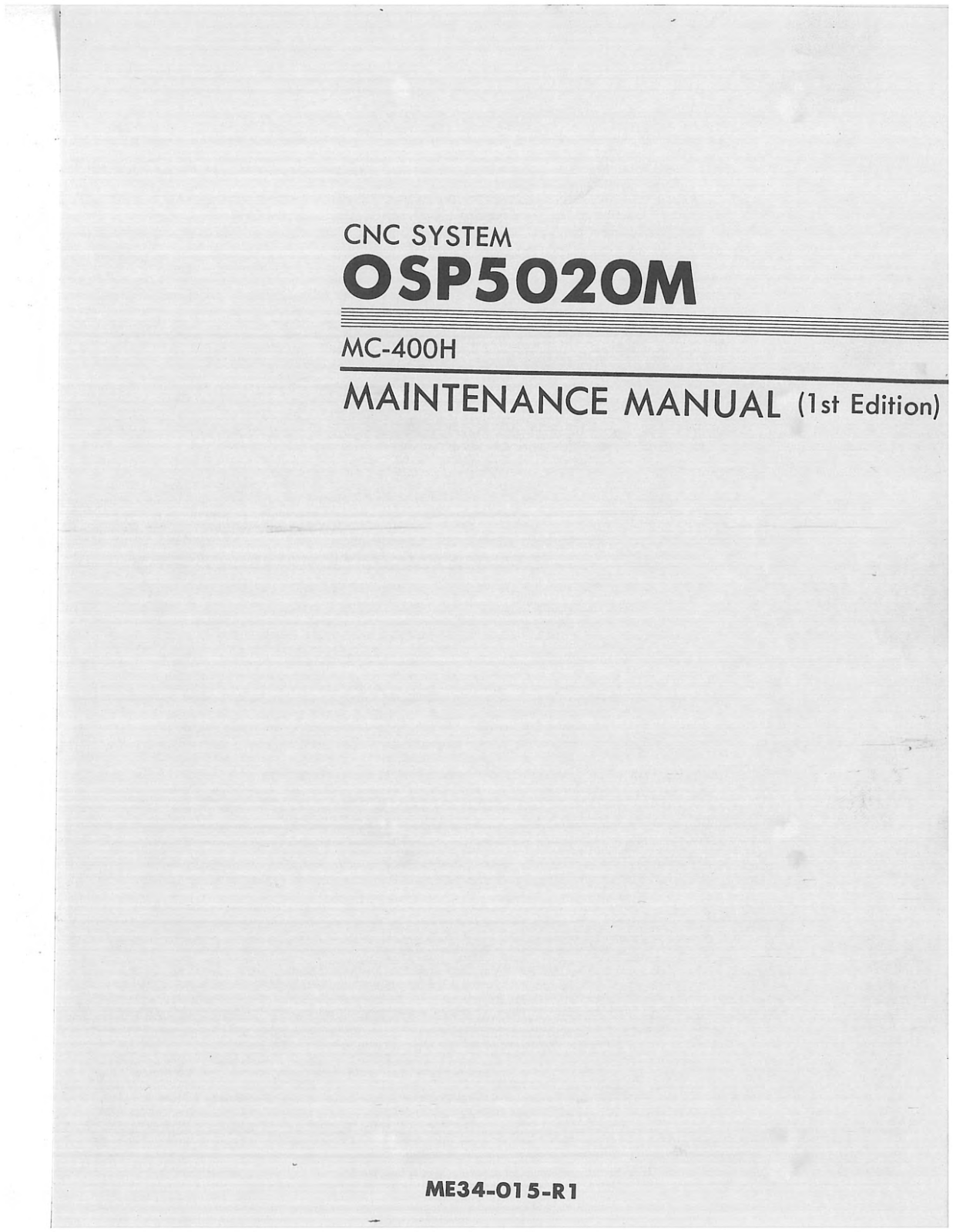 okuma OSP5020M Maintenance Manual