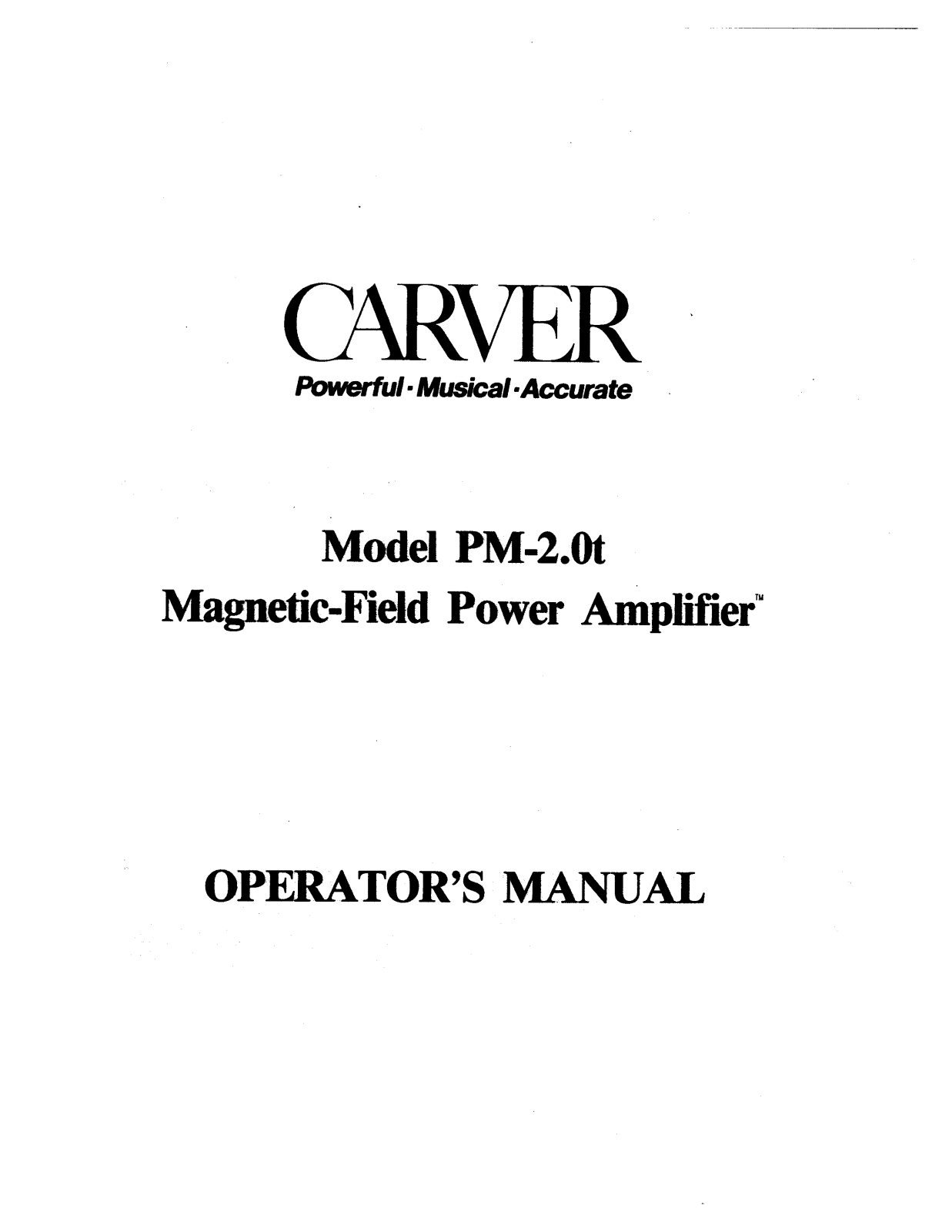 Carver PM-2.0-T Owners manual