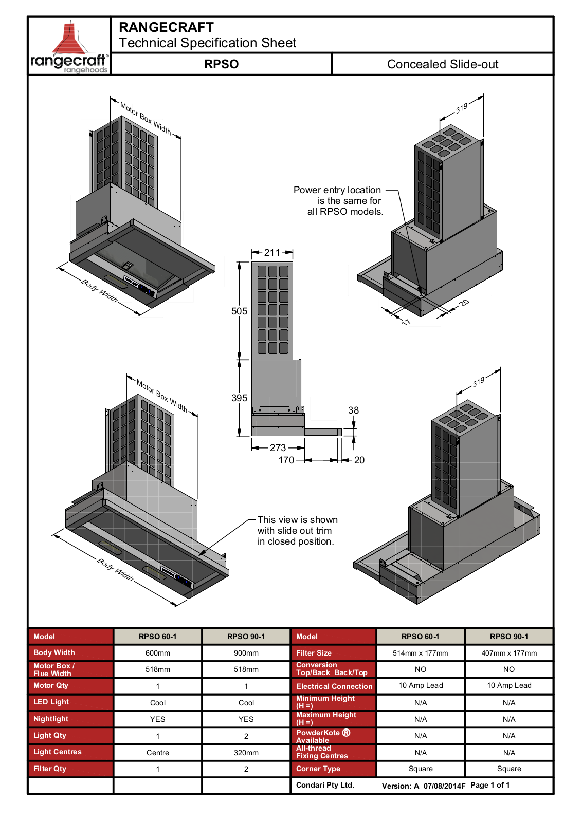 Qasair RPSO601T-PNF103-2, RPSO601T-PNF220-1, RPSO601T-PNF1432, RPSO901T, RPSO901T-PNF220-1 Specifications Sheet