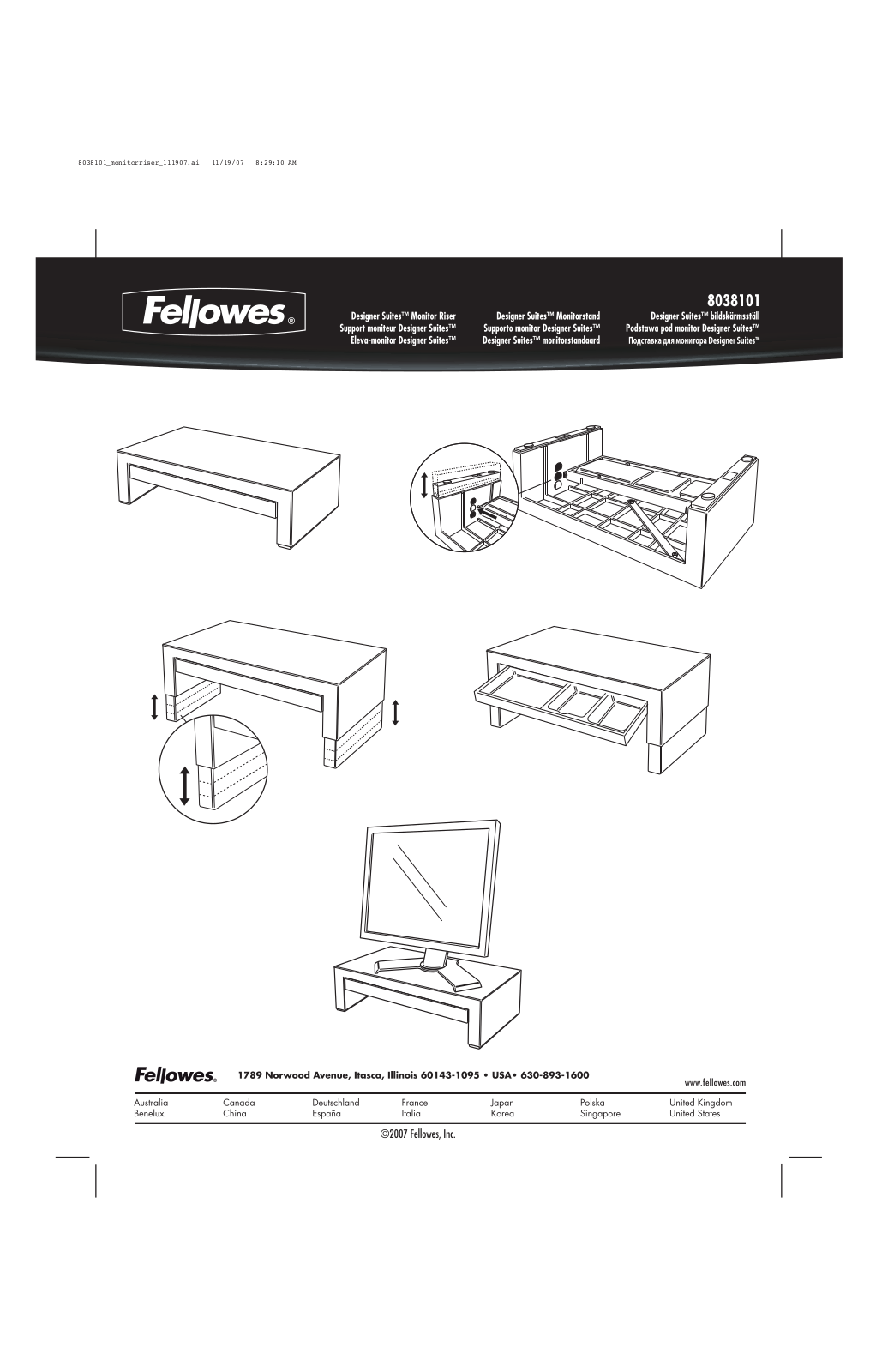 Fellowes Designer Suites Monitor Riser User Manual