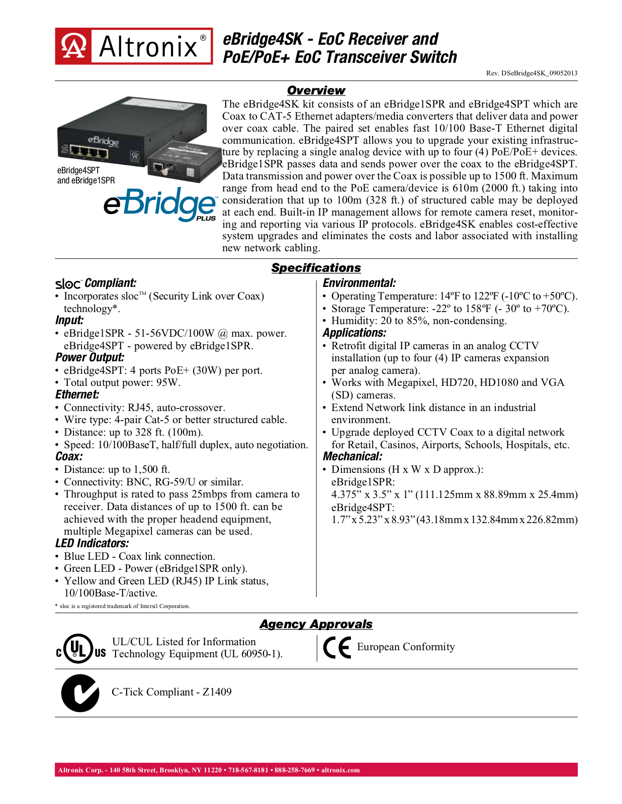 Altronix eBridge4SK Data Sheet