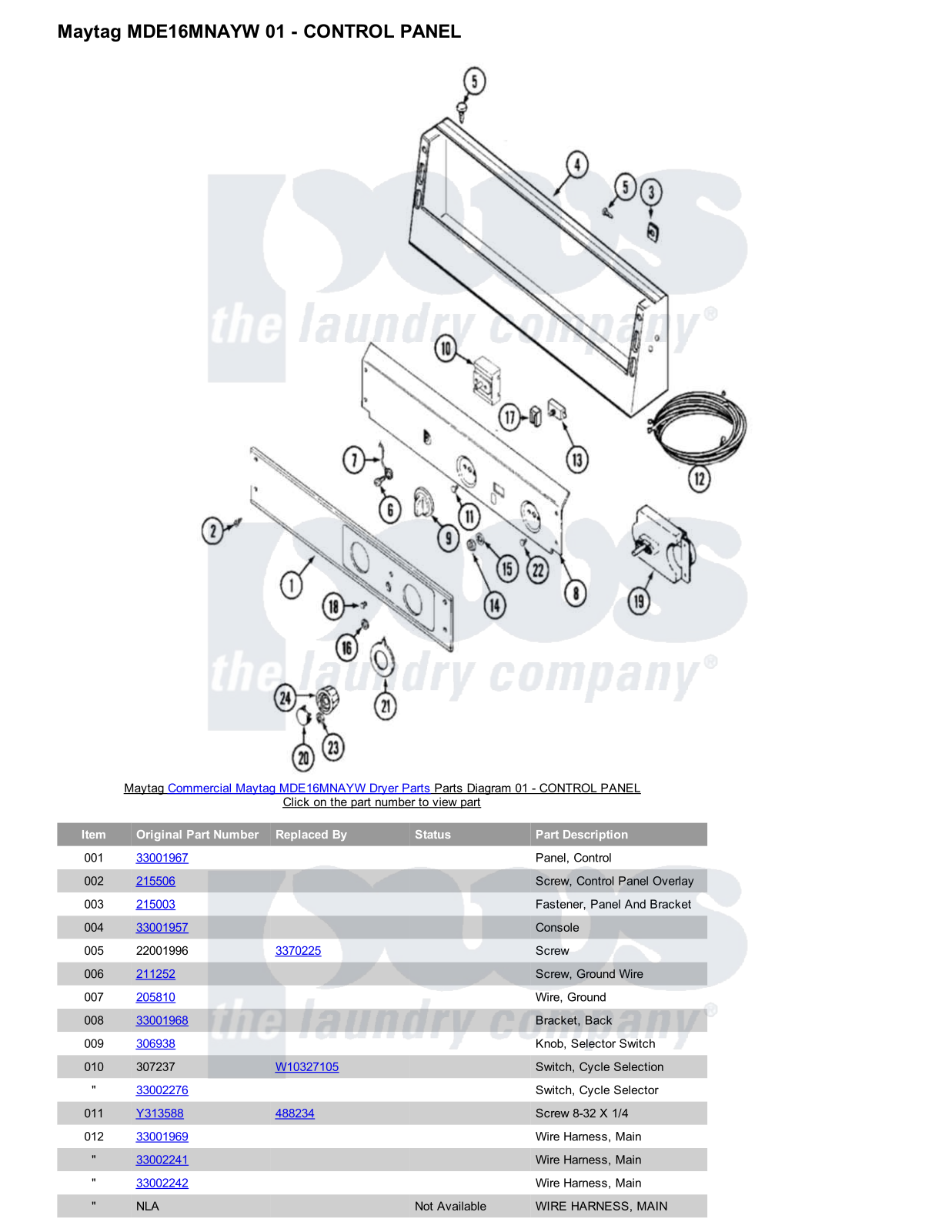 Maytag MDE16MNAYW Parts Diagram