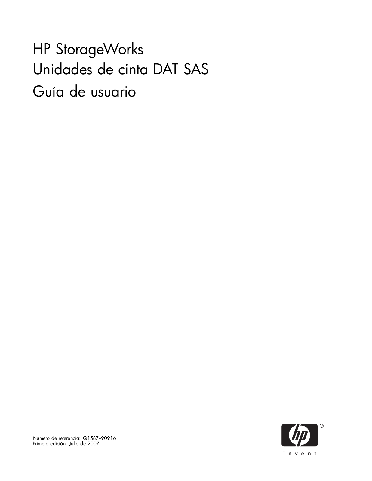 Hp STORAGEWORKS DAT 160 SAS User Manual