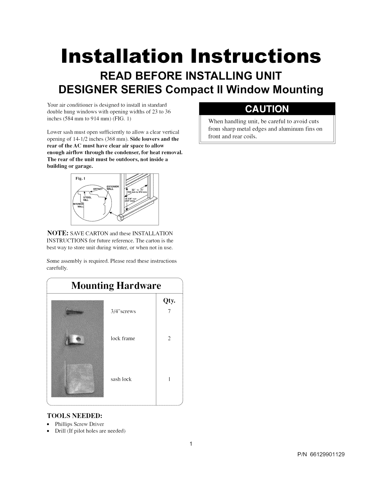 Frigidaire FAC127S1A11, FAC127S1A12, FAC127S1A13, FAC127S1A14, FAC127S1A15 Installation Guide