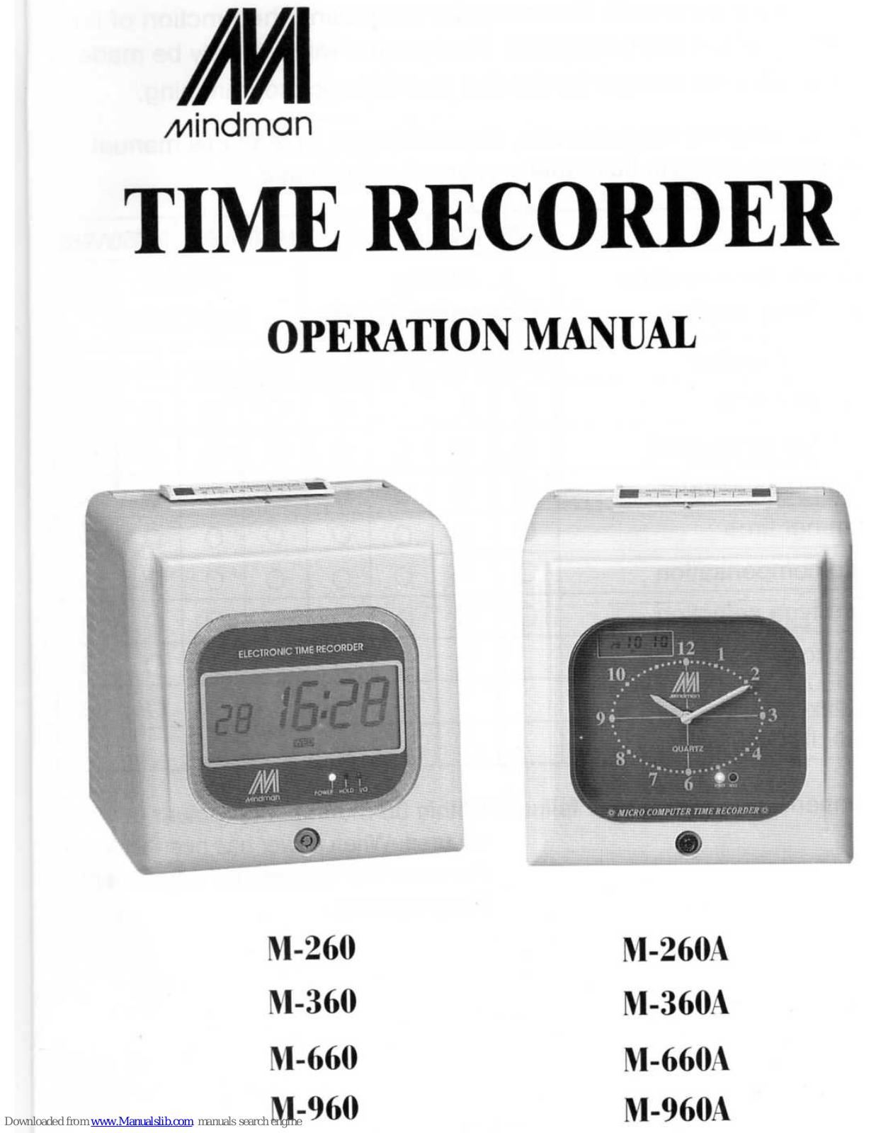 Mindman m-360, m-260, m-660, m-360a, m-660a Operation Manual