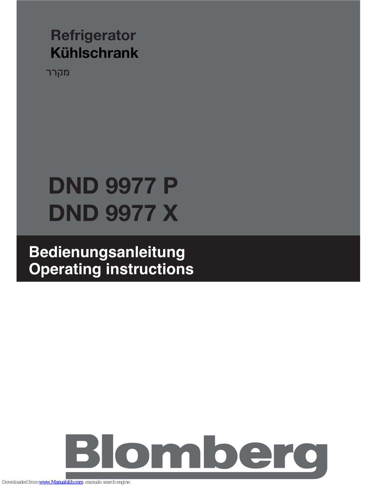 Blomberg DND 9977 P, DND 9977 X Operating Instructions Manual