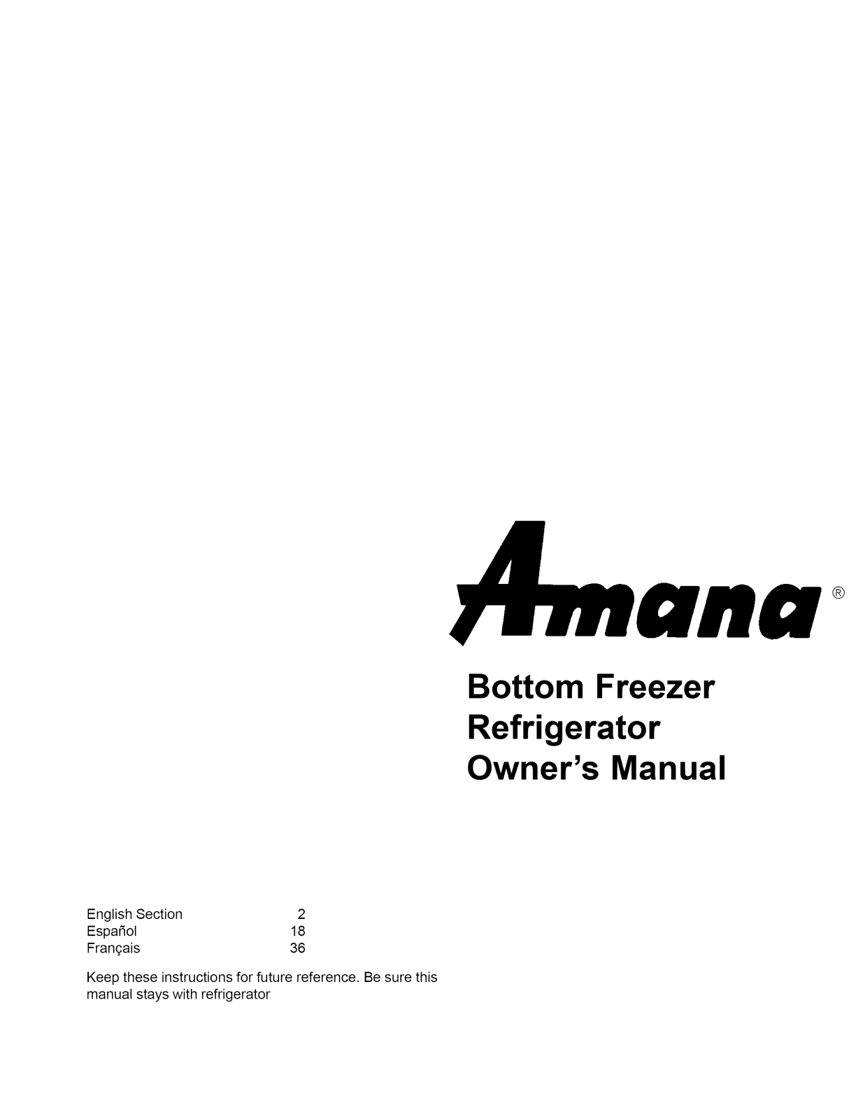 Amana BR22TW-P1196709WW, BR22TW-P1196710WW Owner’s Manual