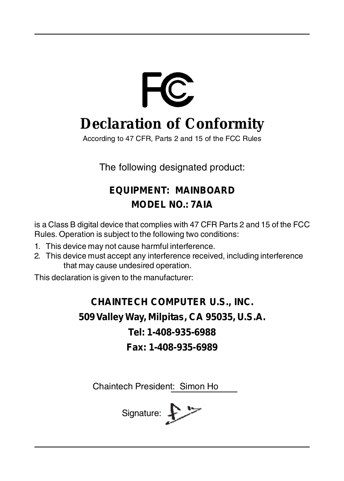 Chaintech 7AIA User Manual - ManualMachine.com