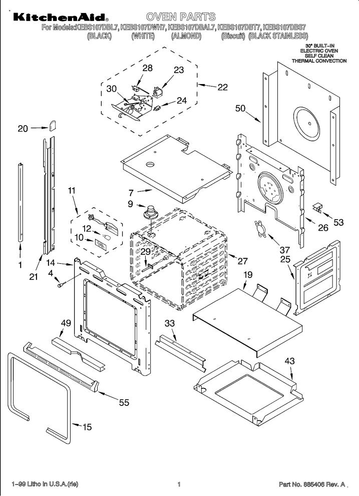 KitchenAid KEBS107DWH7 Parts List