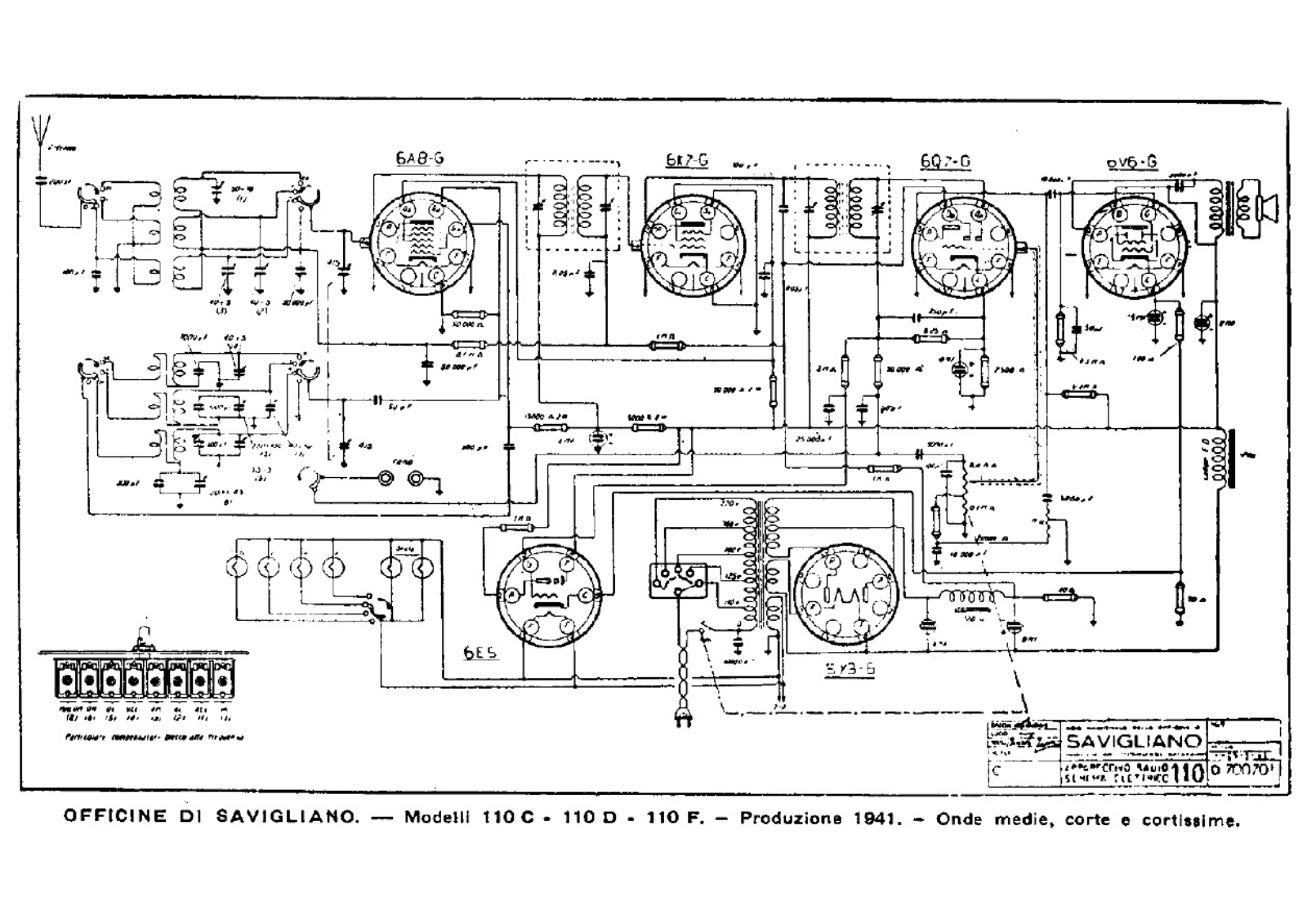 Savigliano 110c, 110d, 110f schematic