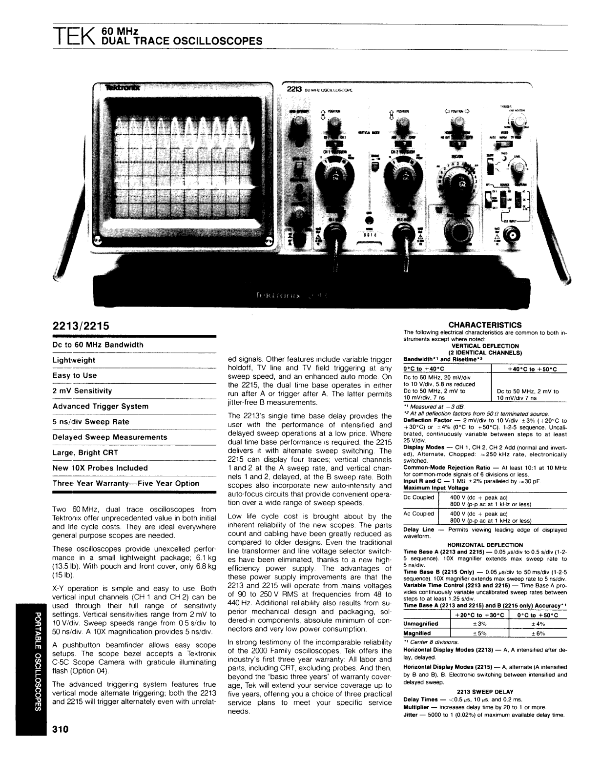 Tektronix 2213 Specification