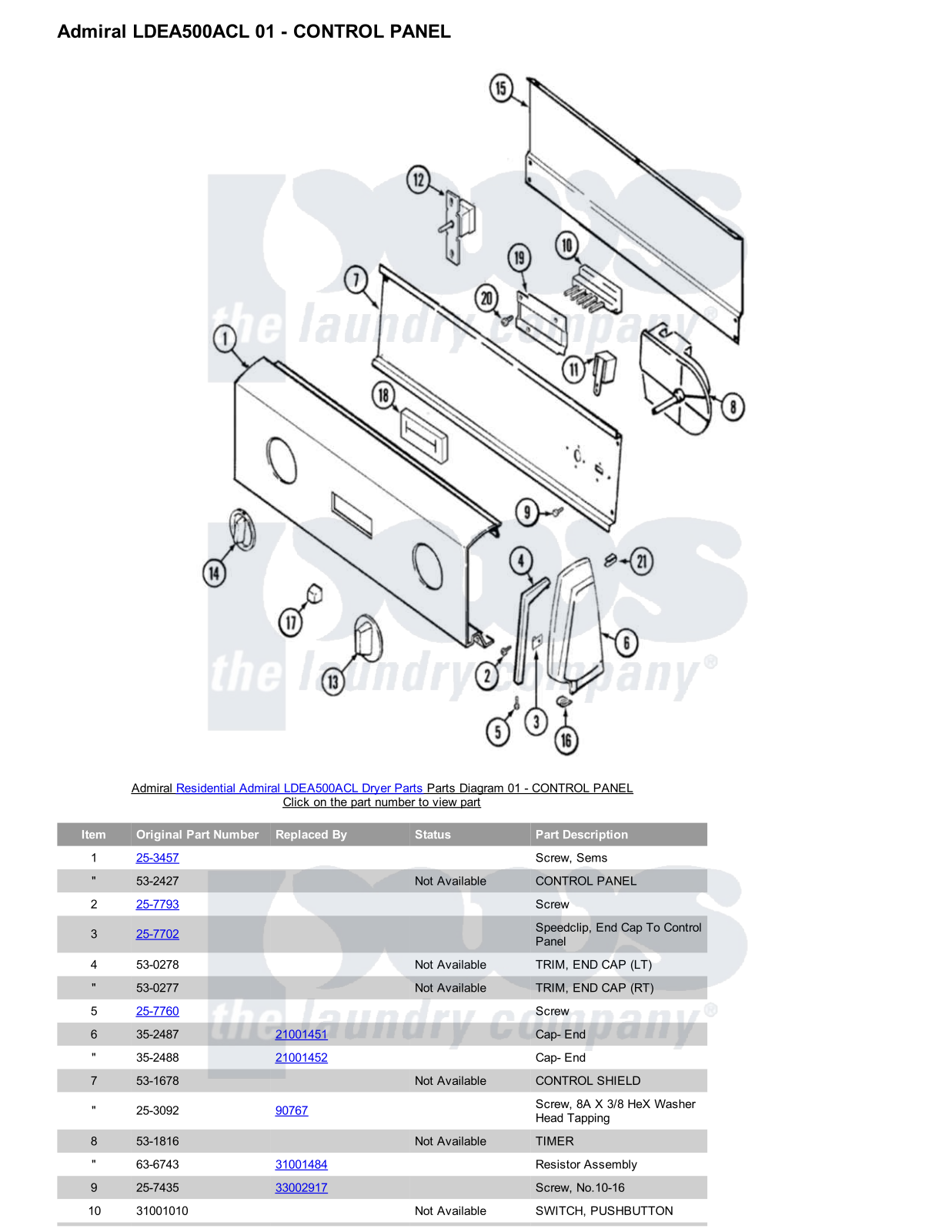 Admiral LDEA500ACL Parts Diagram