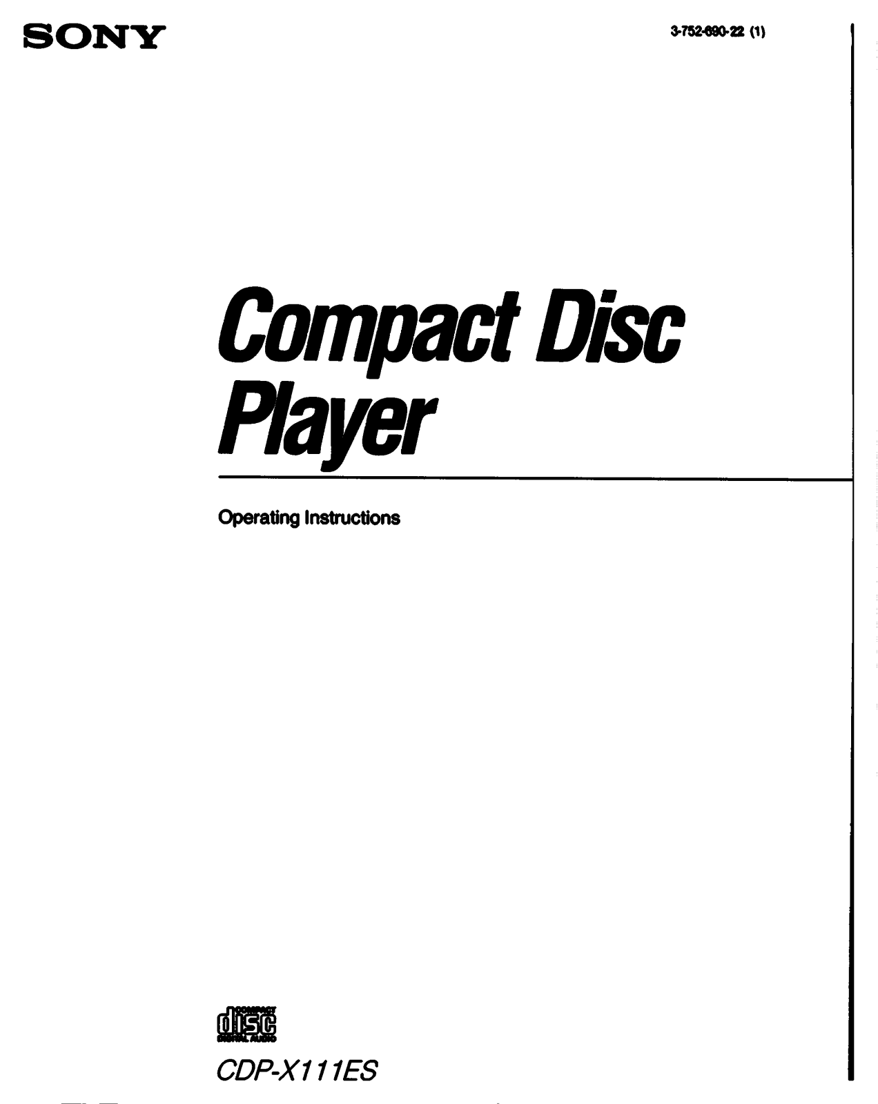 Sony CDP-X111ES User Manual