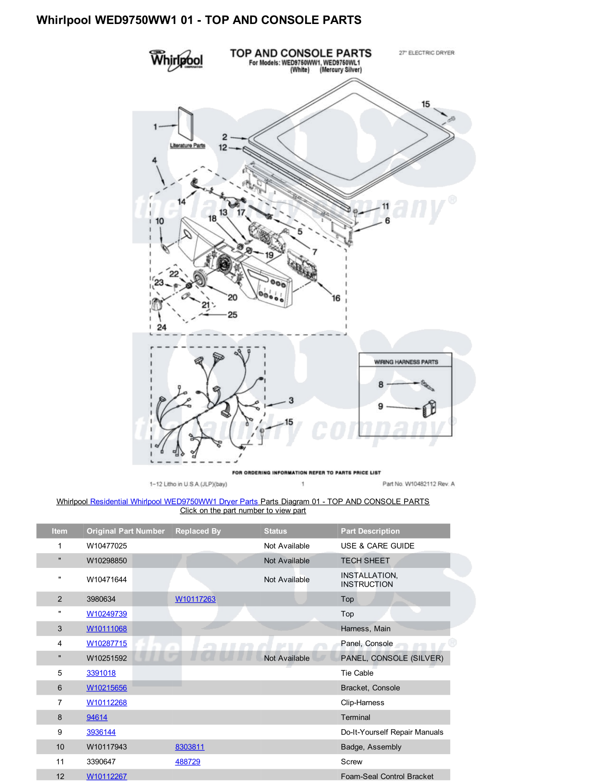 Whirlpool WED9750WW1 Parts Diagram