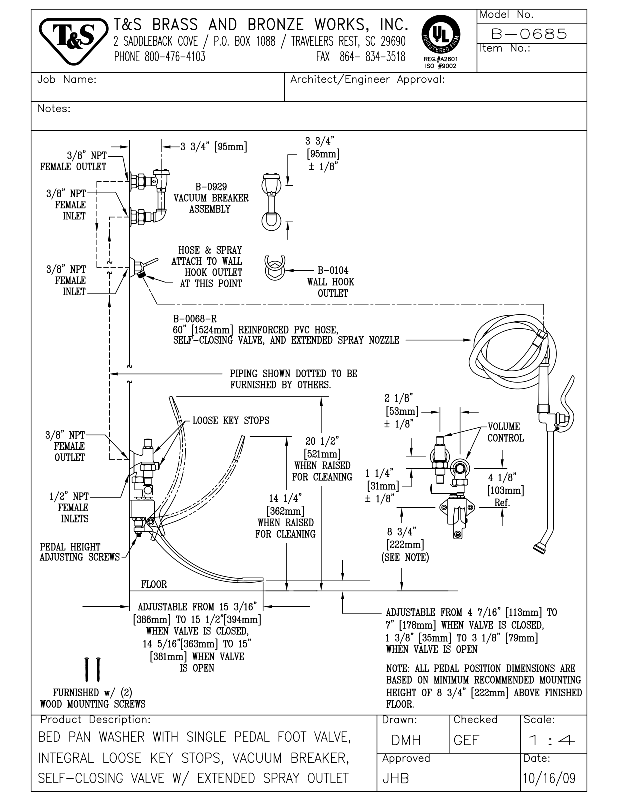 T & S Brass & Bronze Works B-0685 General Manual