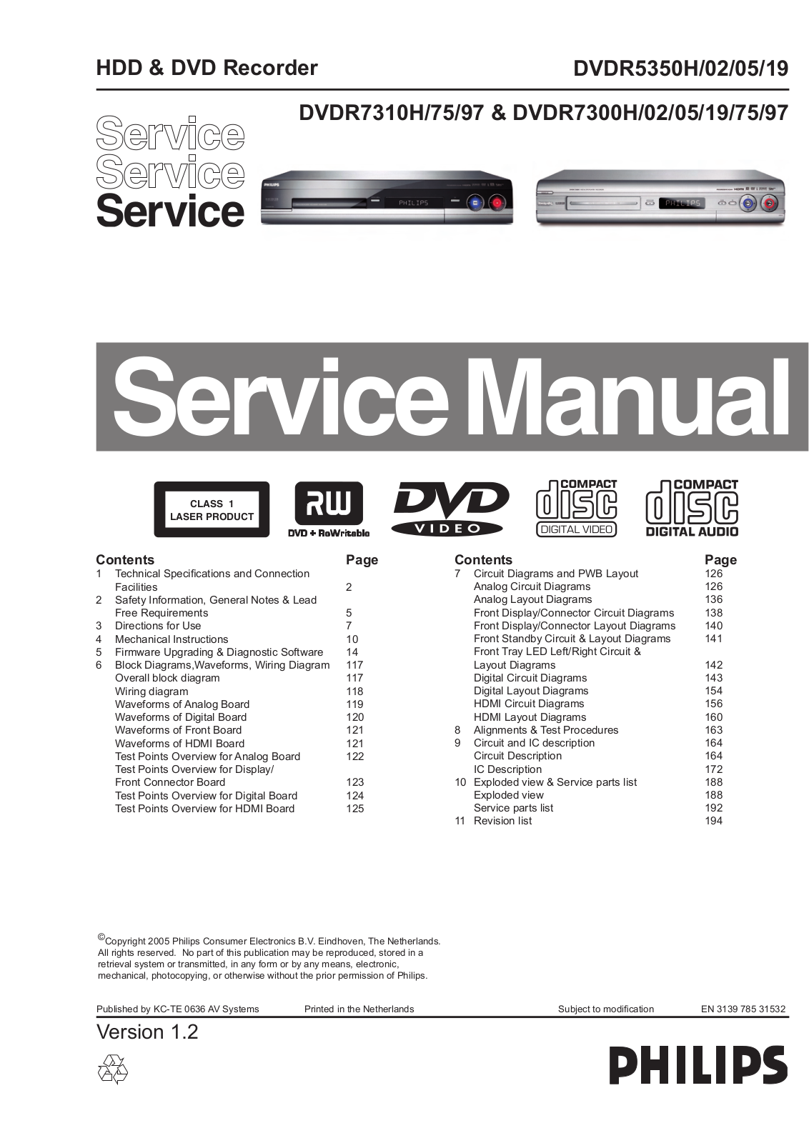 Philips DVDR-7300-H Service Manual