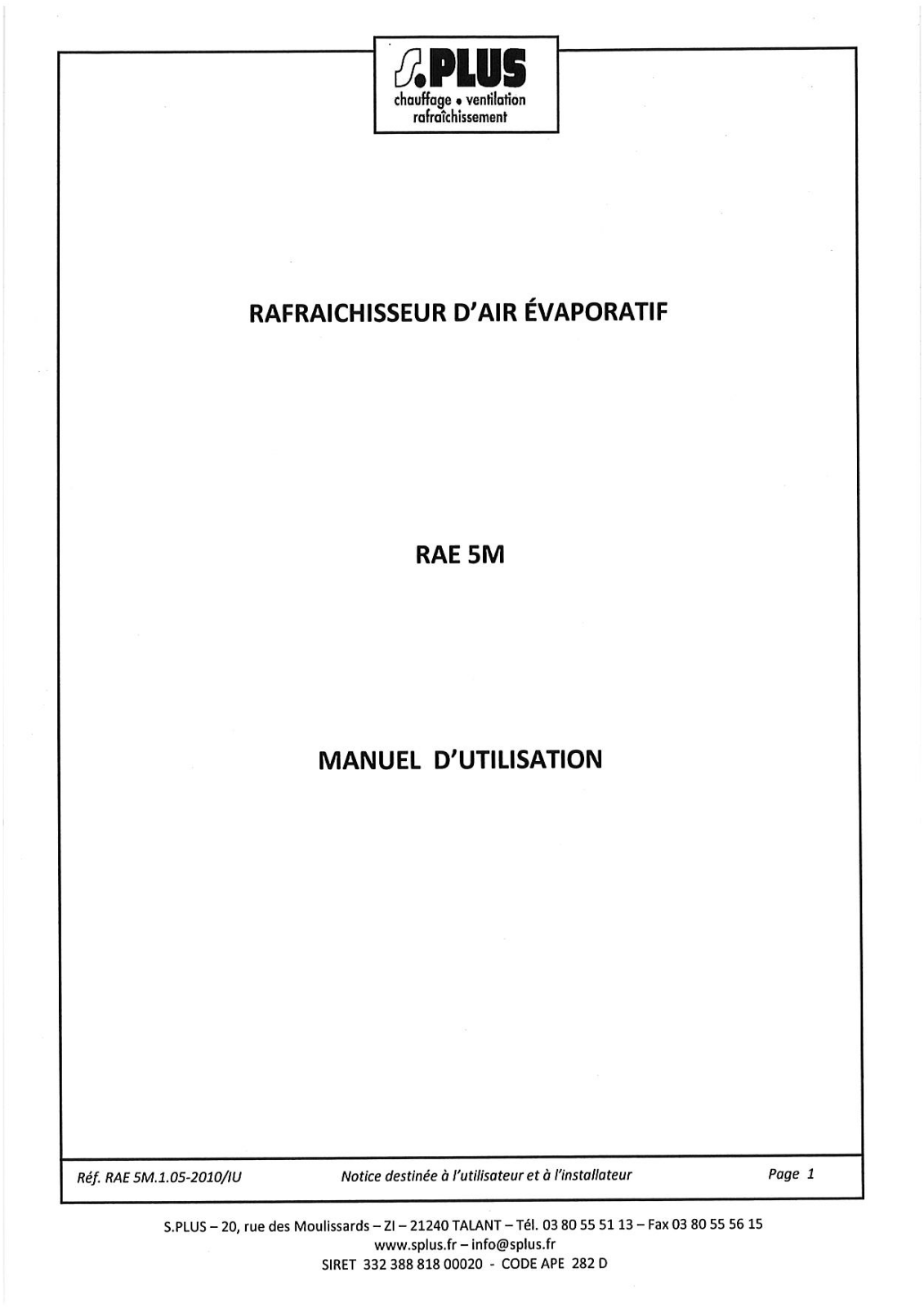 S.PLUS RAE 5M User Manual