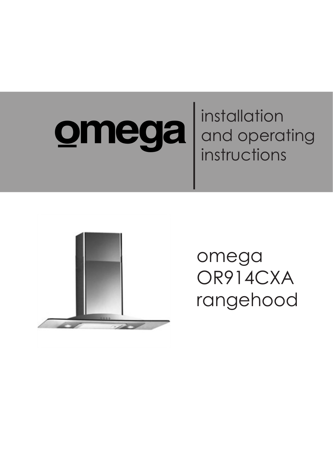 Omega Altise OR914CXA Installation Manual