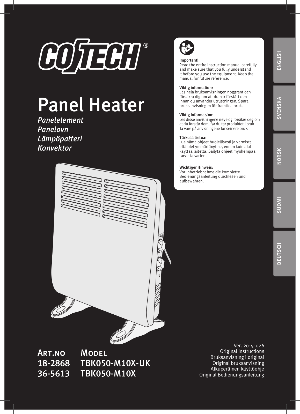 Coitech TBK050-M10X-UK, TBK050-M10X Original Instructions Manual