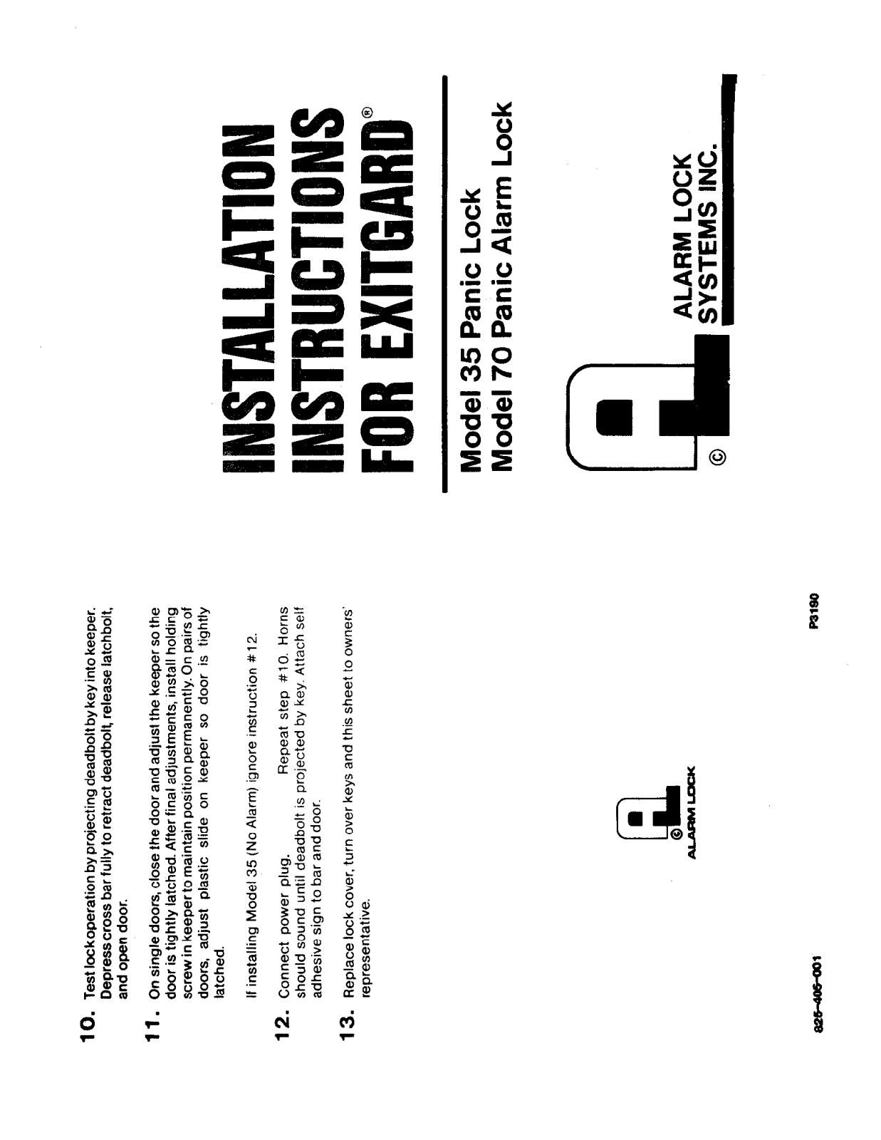 Alarm Lock EG35, EG70 Installation Instruction