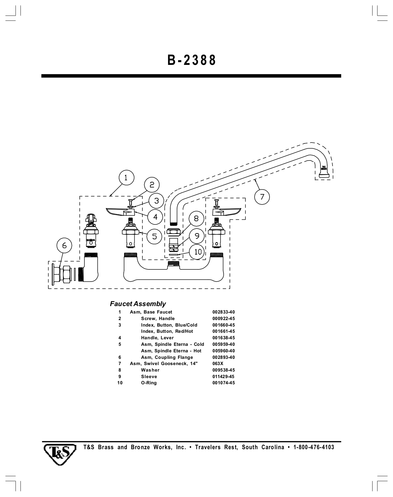 T&S Brass B-2388 Parts List