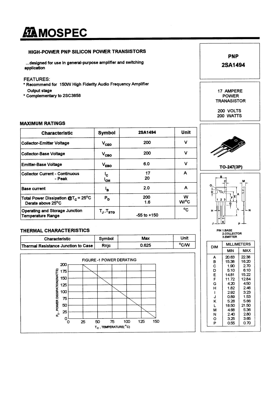 MOSPEC 2SA1494 Datasheet