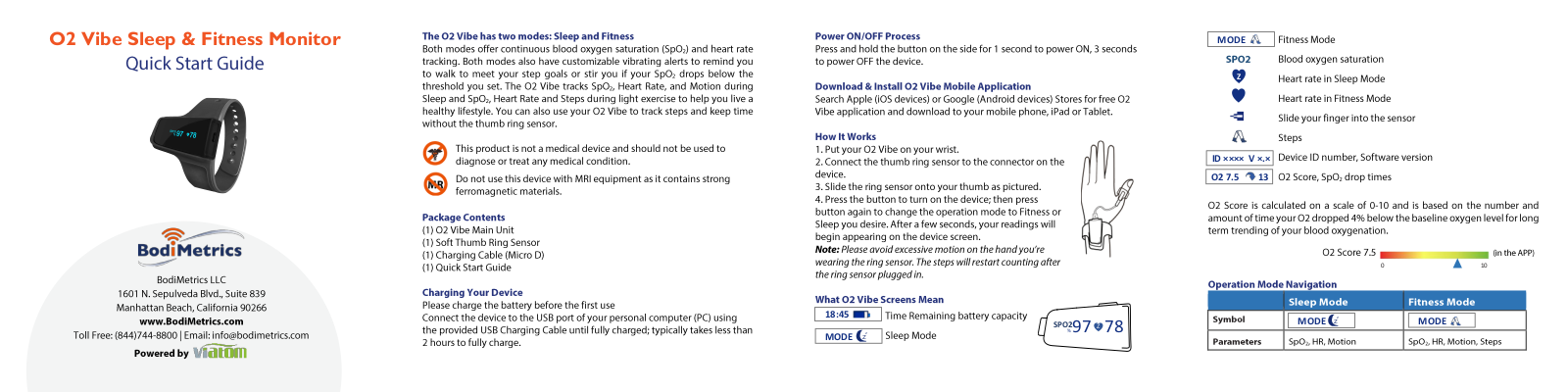 Bodimetrics O2 Vibe User Manual