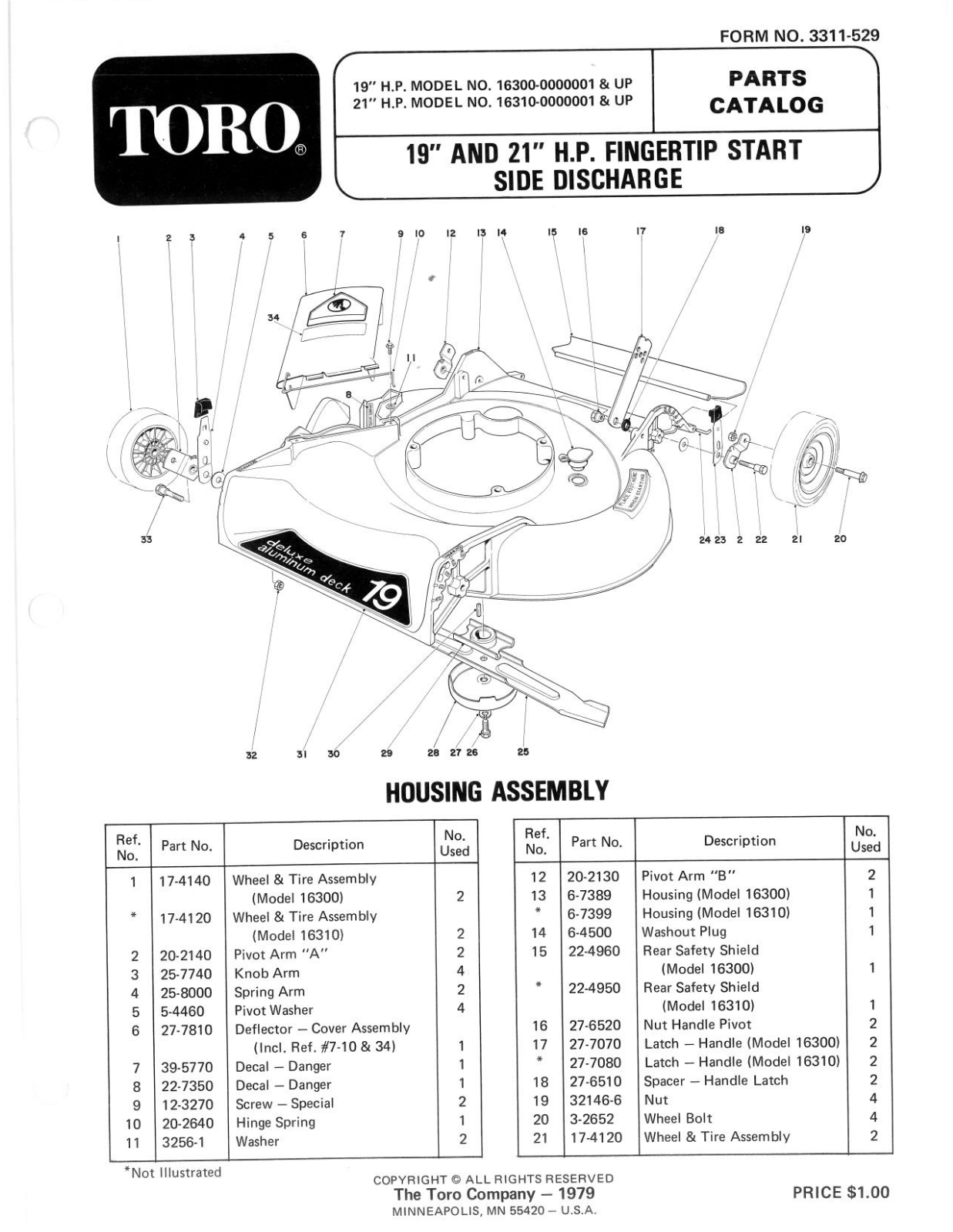 Toro 16300, 16310 Parts Catalogue