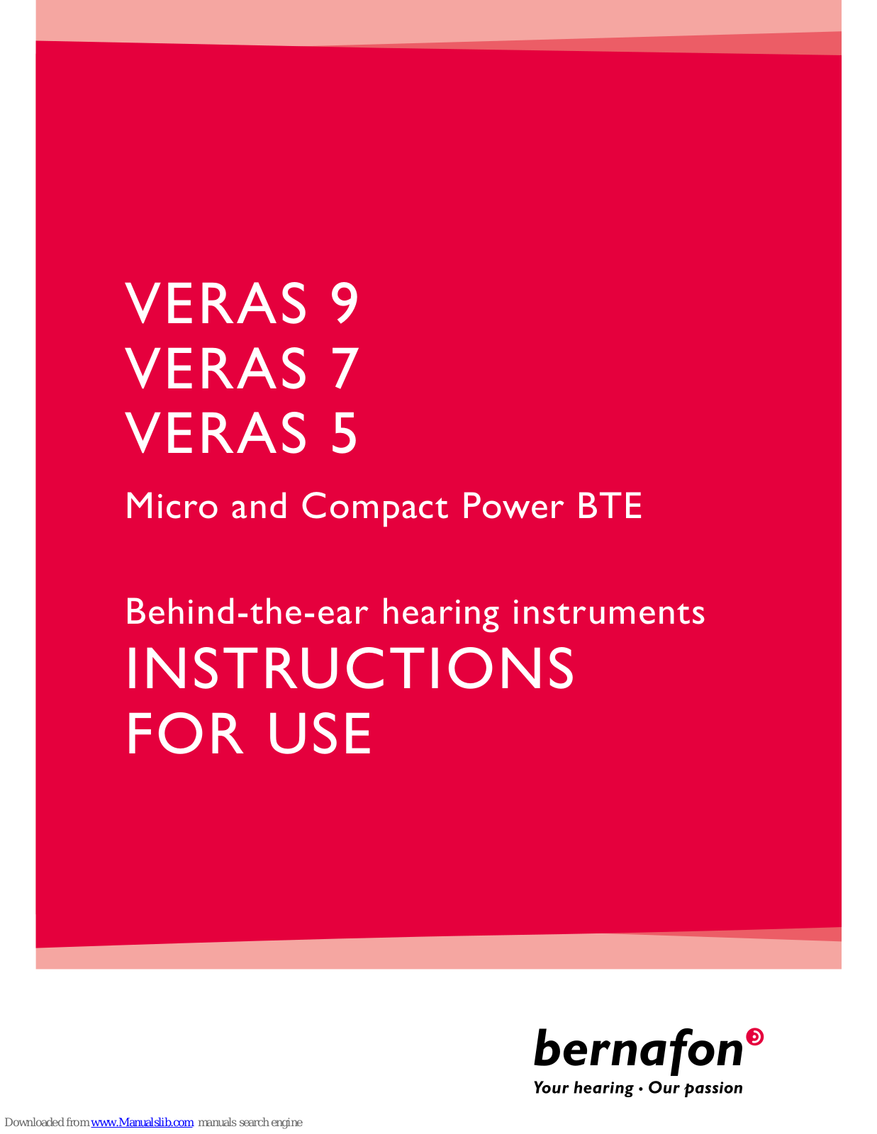 Bernafon VERAS 9, VERAS 7, VERAS 5 Instructions For Use Manual