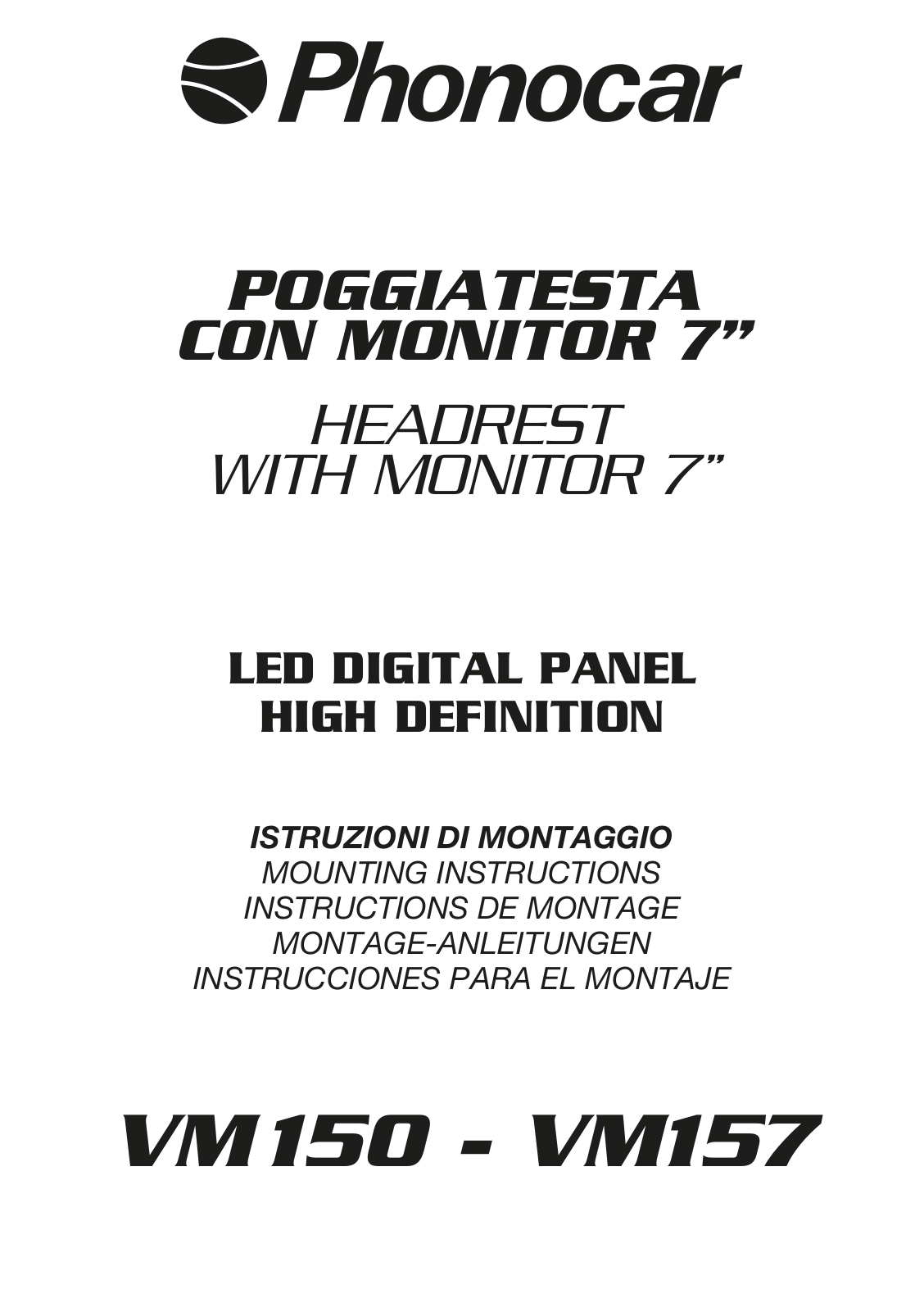 Phonocar VM150, VM157, VM153 Mounting Instructions - ManualMachine.com
