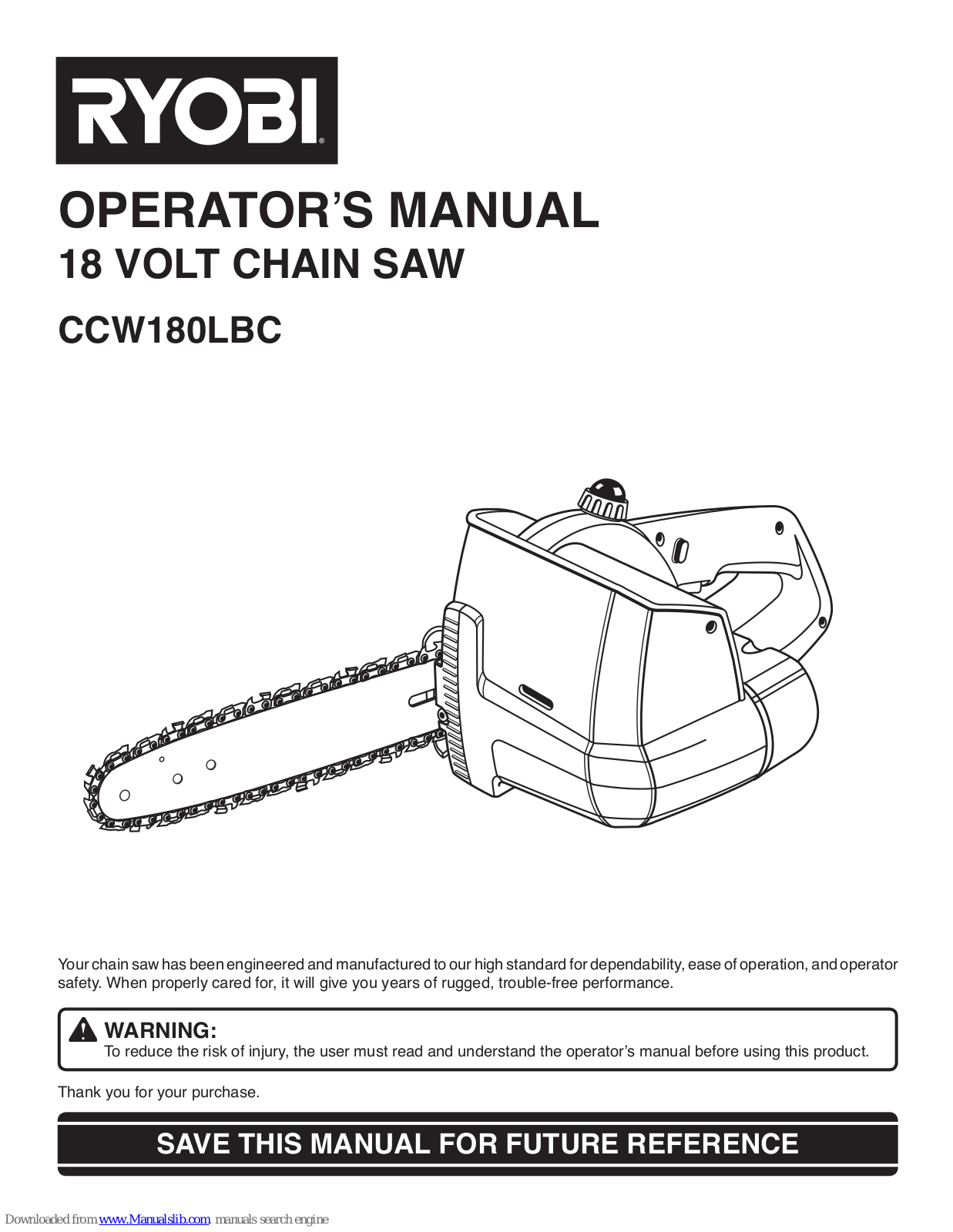 Ryobi CCW180LBC, CCW180 Operator's Manual