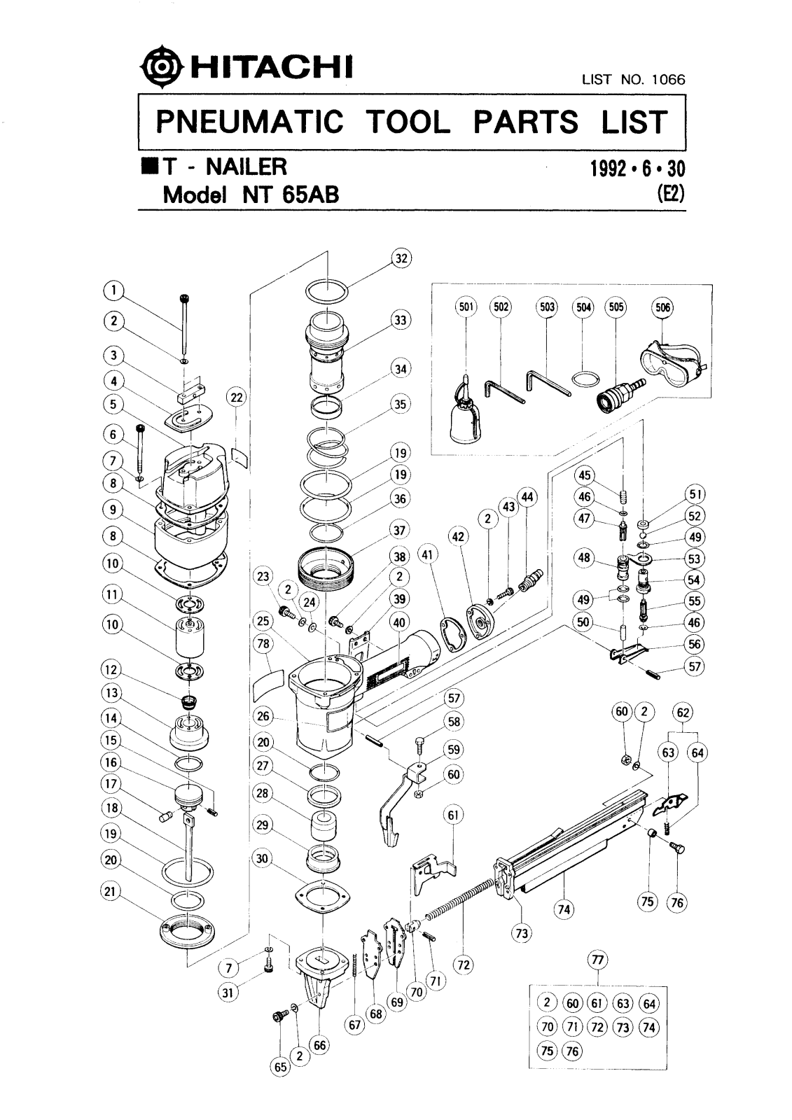 Hitachi NT65AB PARTS LIST